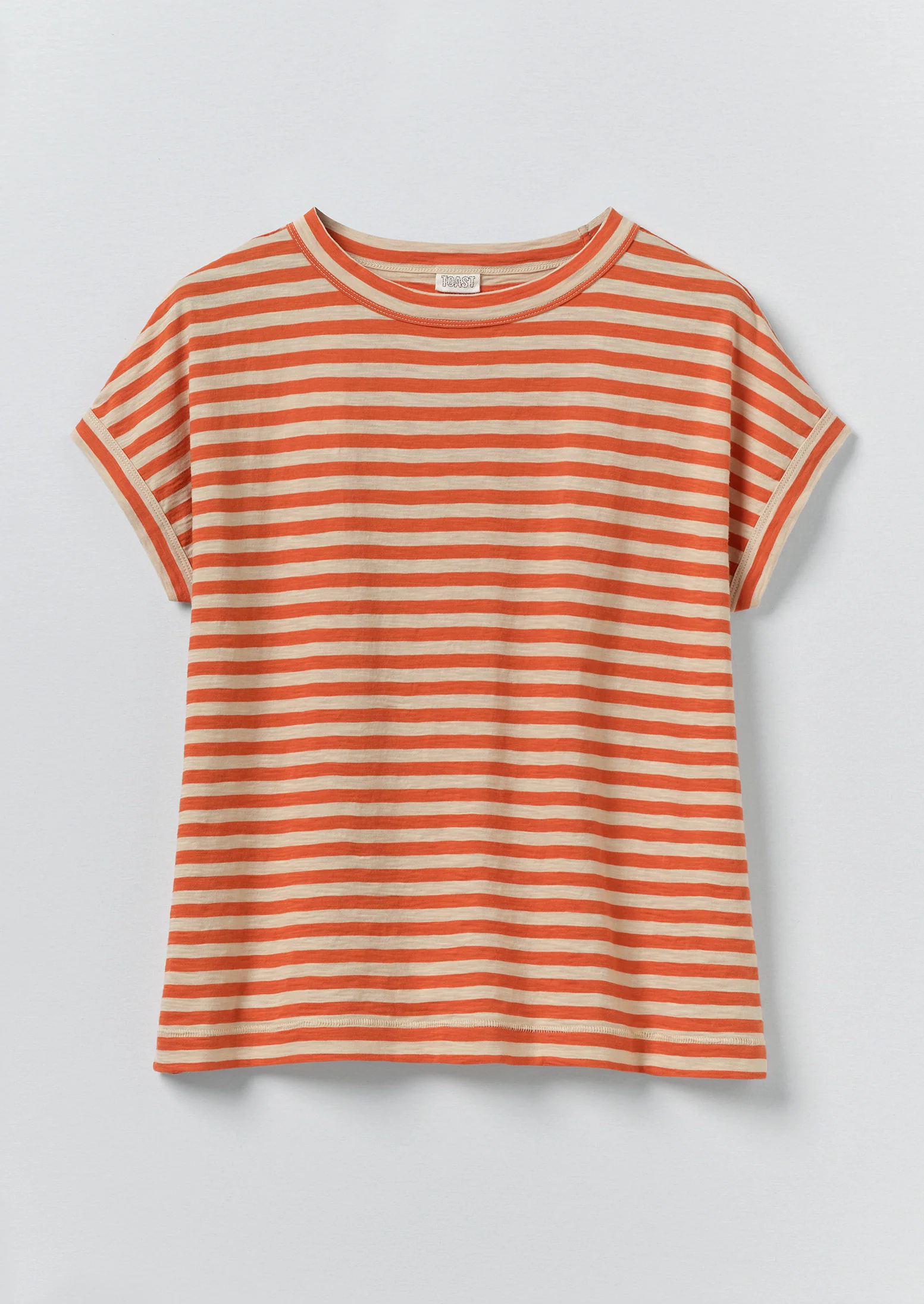 Alda Stripe Cotton Easy Tee | Mango/Shell