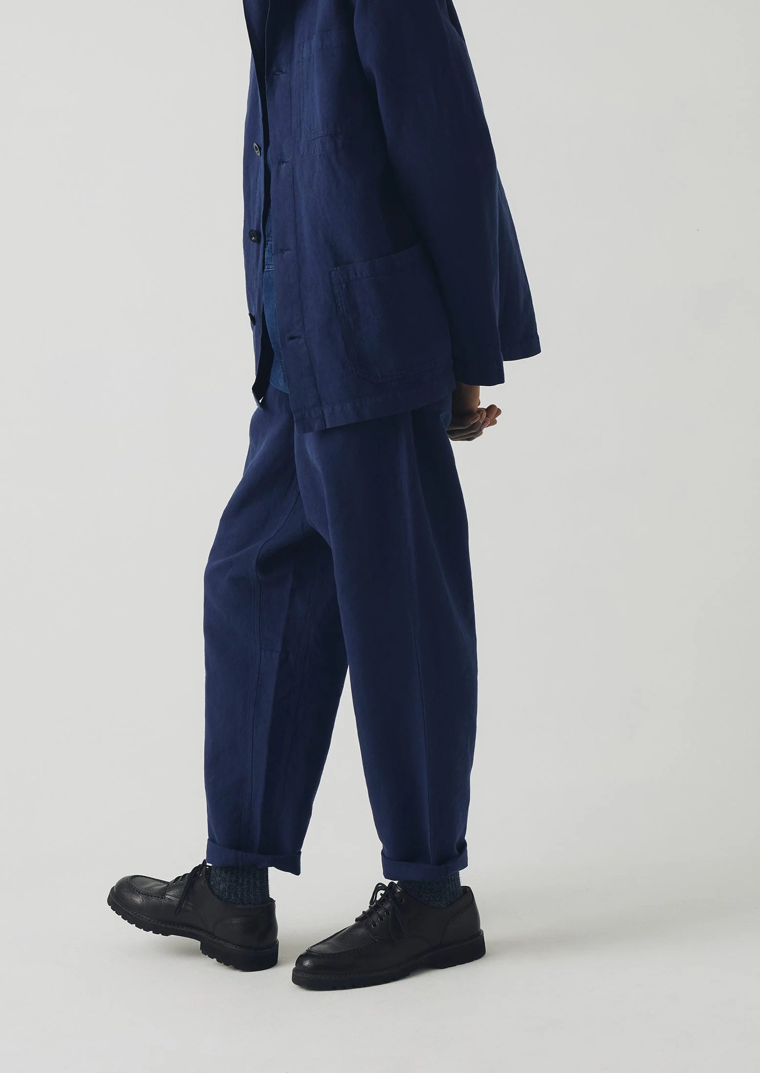 Alfie Garment Dyed Herringbone Trousers | Dark Indigo - Image 2