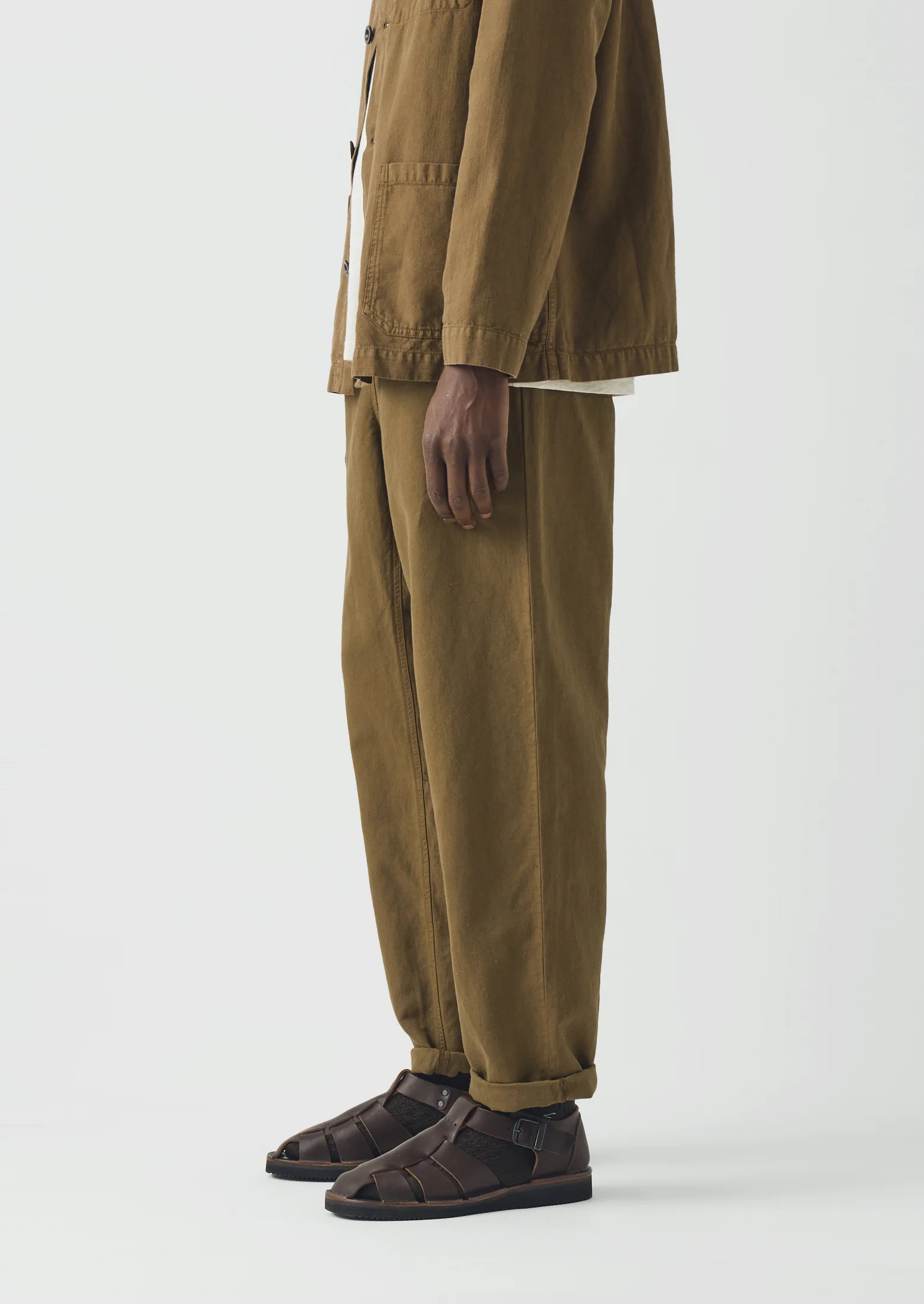 Alfie Garment Dyed Herringbone Trousers | Woodland Green - Image 2