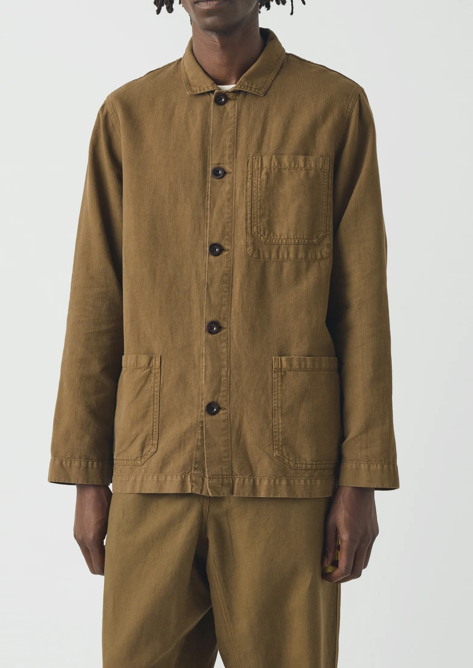 Arlo Garment Dyed Herringbone Jacket | Woodland Green - Image 2