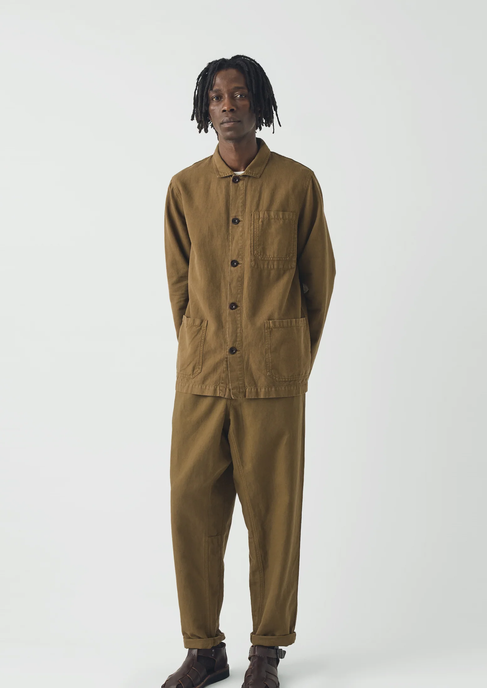 Arlo Garment Dyed Herringbone Jacket | Woodland Green - Image 3