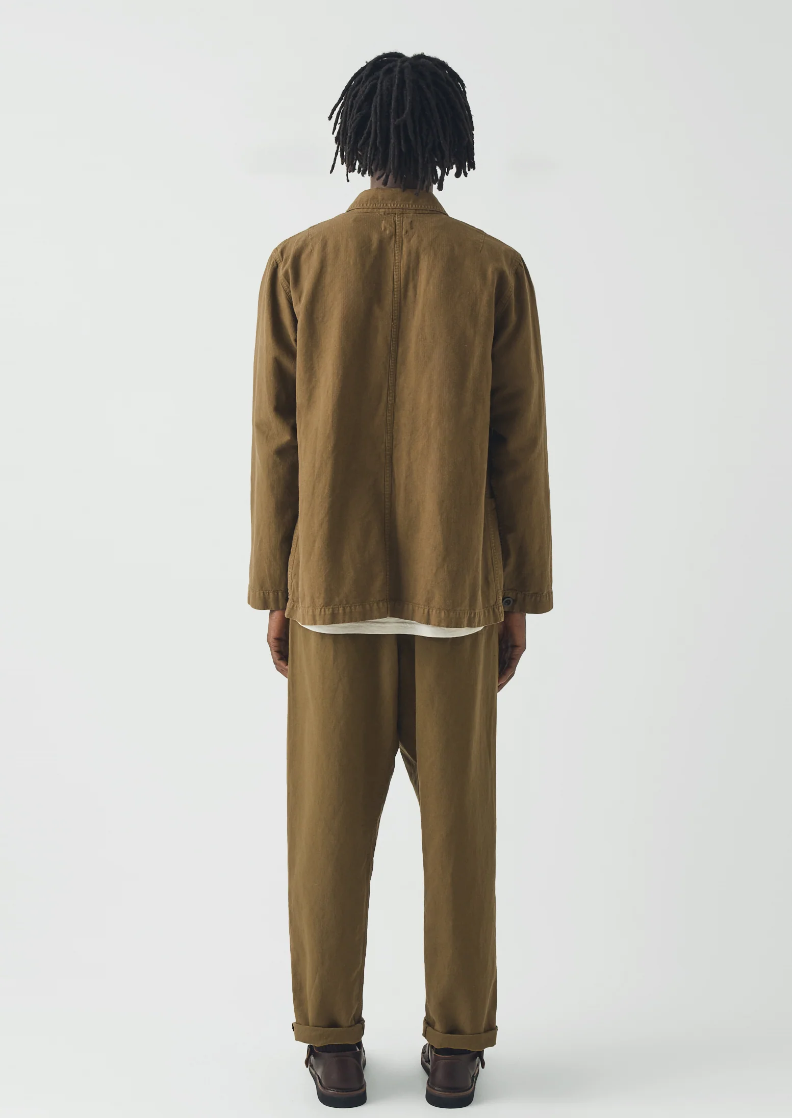 Arlo Garment Dyed Herringbone Jacket | Woodland Green - Image 5
