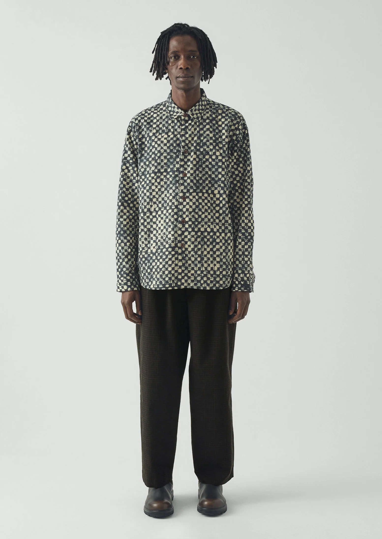 Batik Cook Check Shirt | Oil Green - Image 3