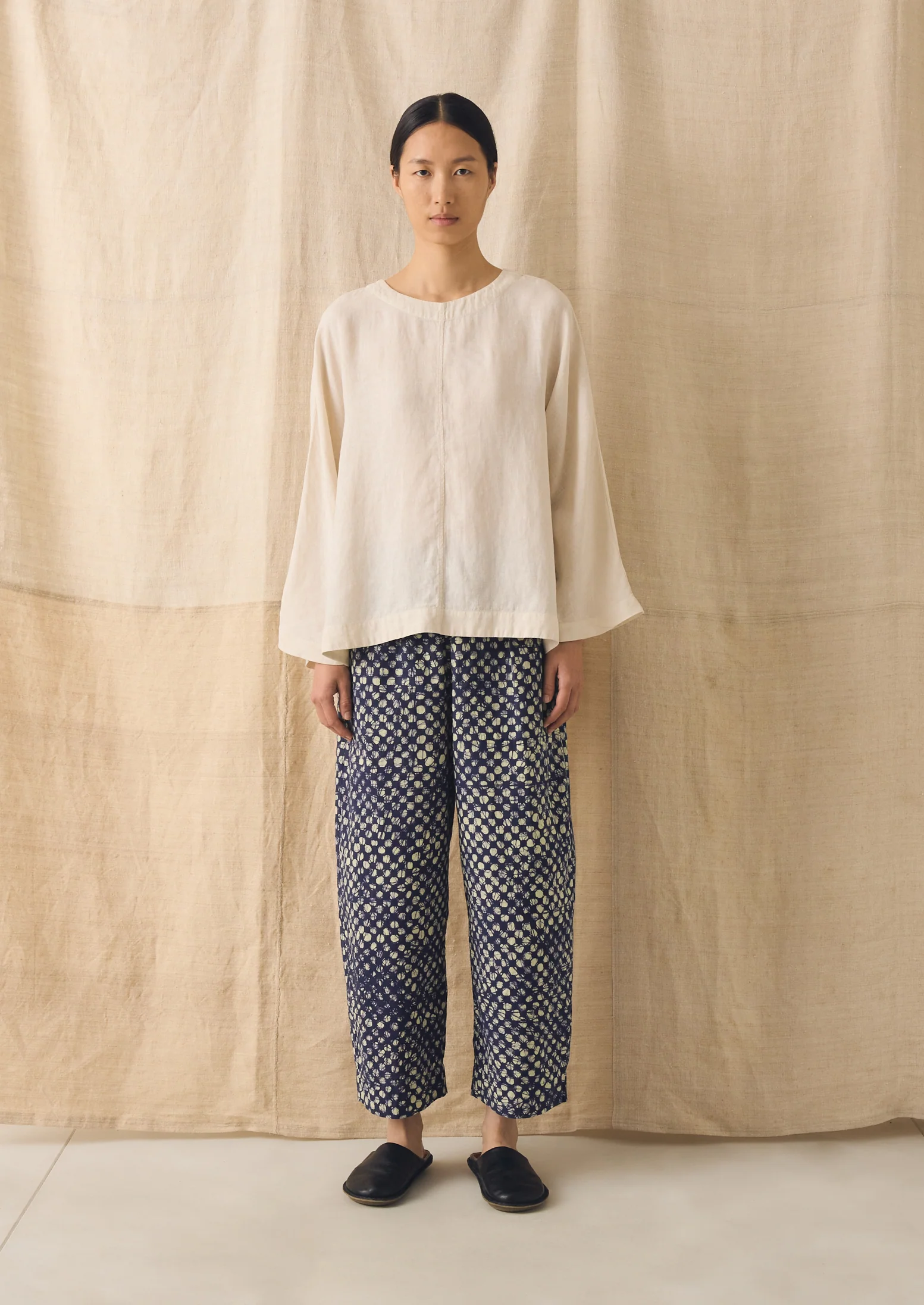 Batik Cook Check Trousers | Provencal Blue - Image 2