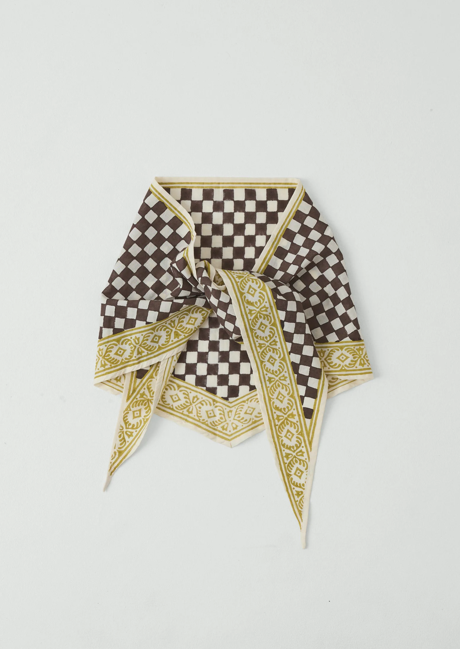 Block Print Cook Check Bandana | Dark Chocolate