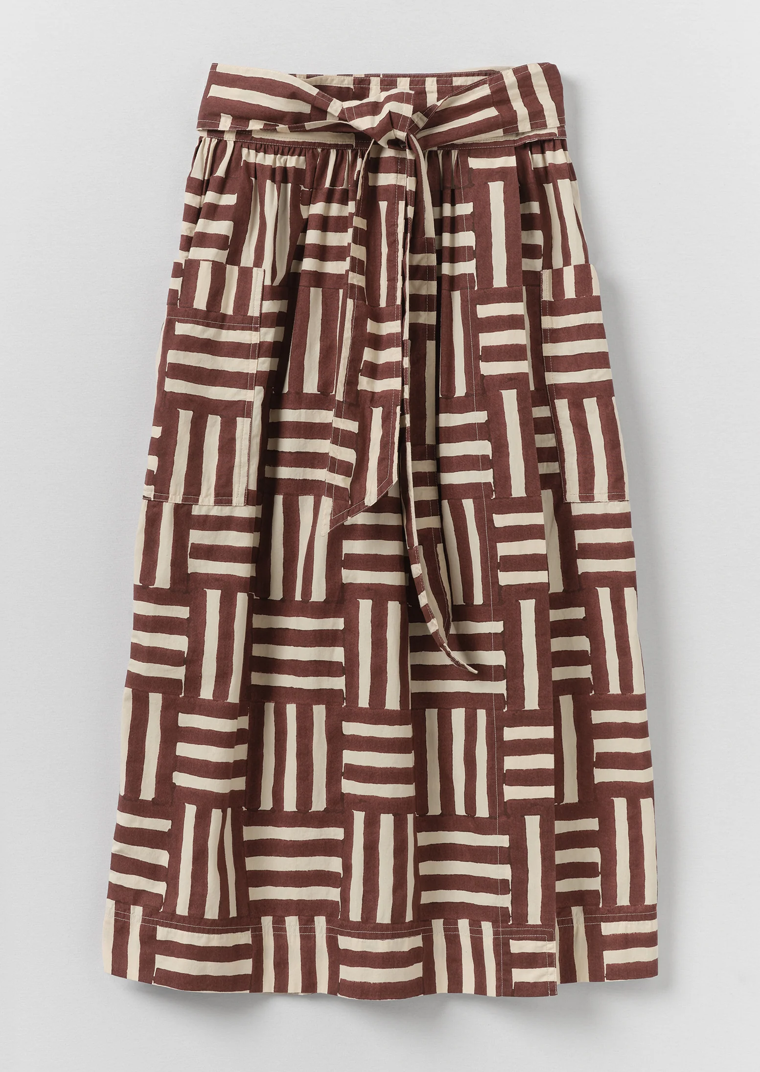Block Print Patchwork Stripe Wrap Skirt | Sable