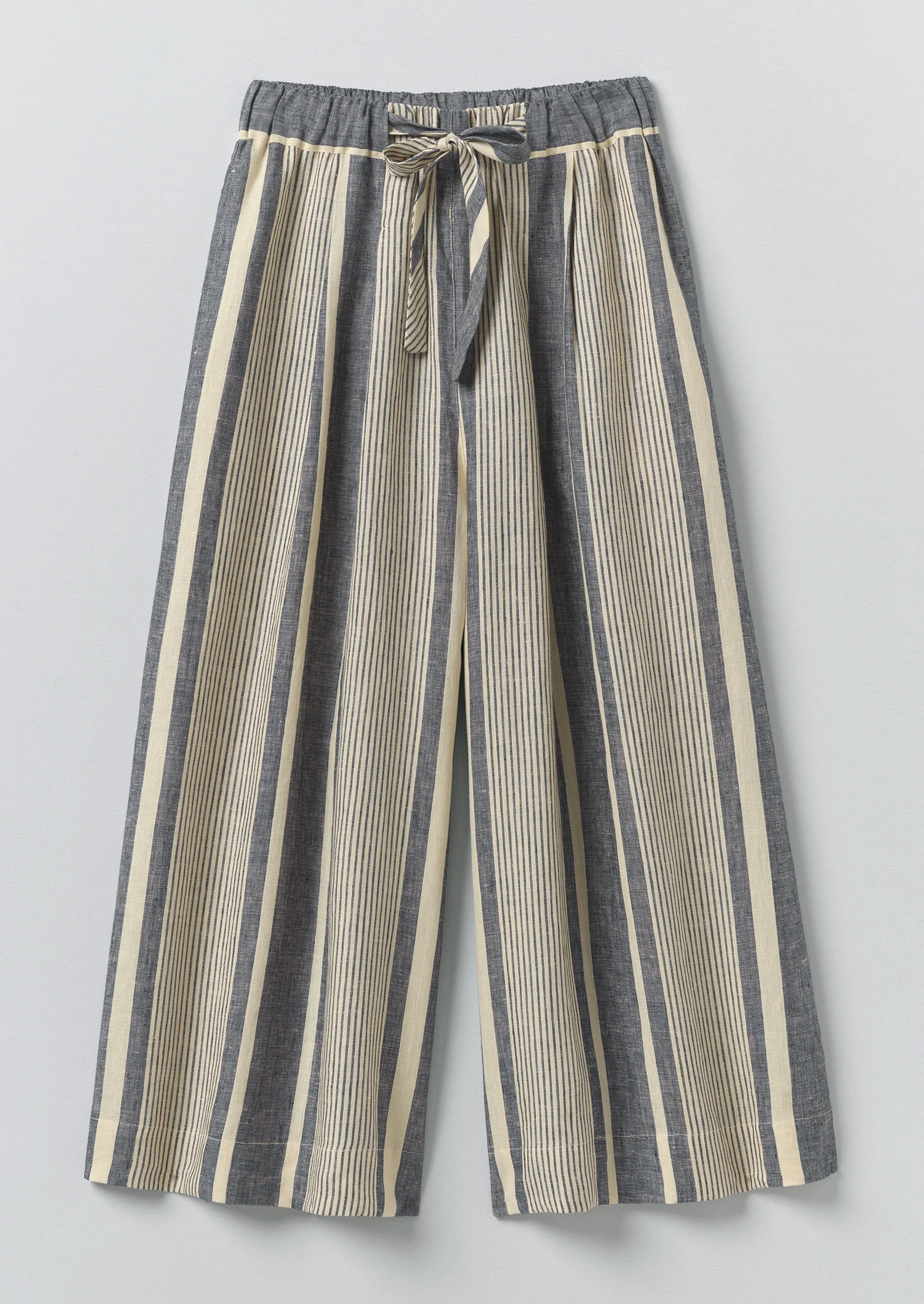 Bolster Stripe Linen Culottes | Washed Denim