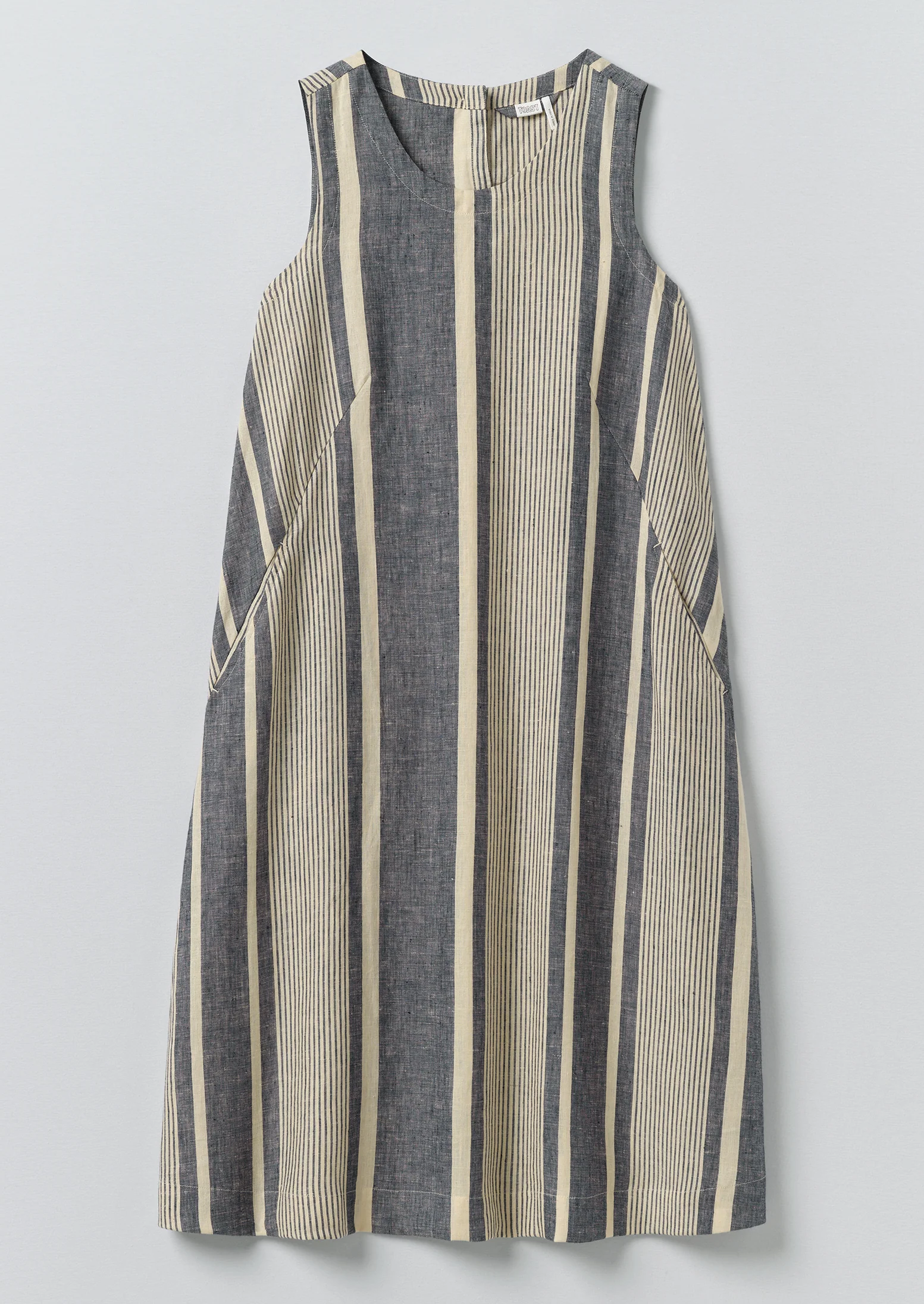 Bolster Stripe Linen Shift Dress | Washed Denim