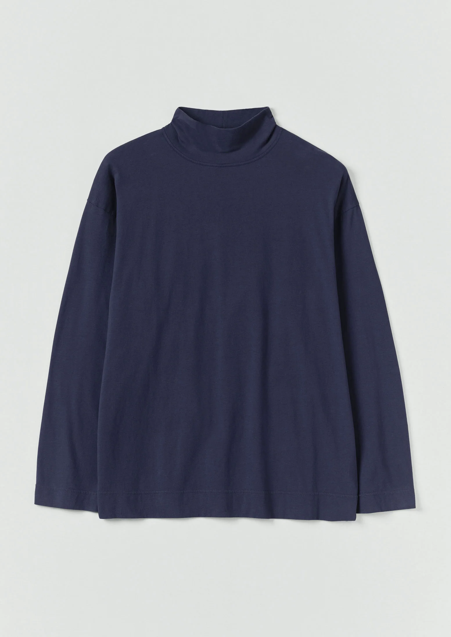 Brushed Cotton High Neck Lounge Top | Ink Blue