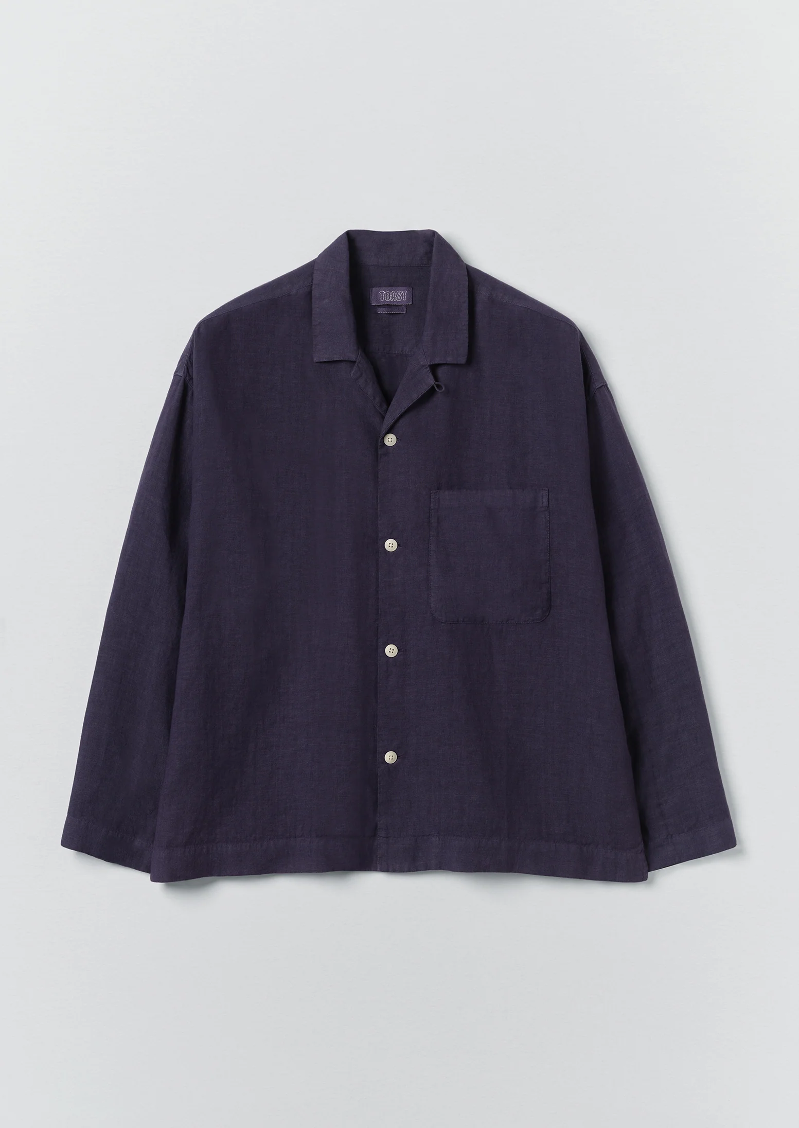 Camp Collar Garment Dyed Linen Shirt | Blueberry