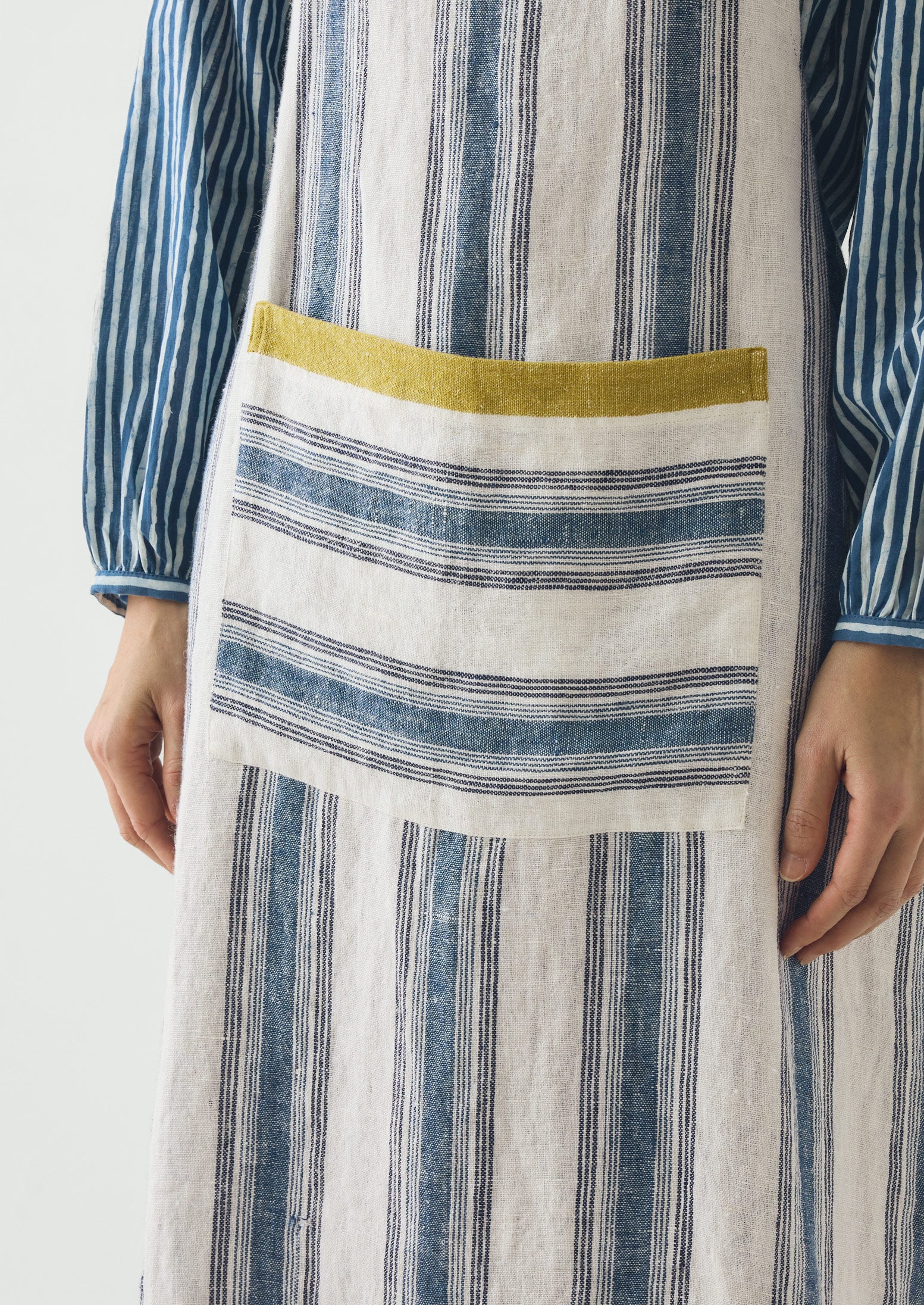Chef Stripe Linen Apron | Ecru/Multi Blue - Image 7