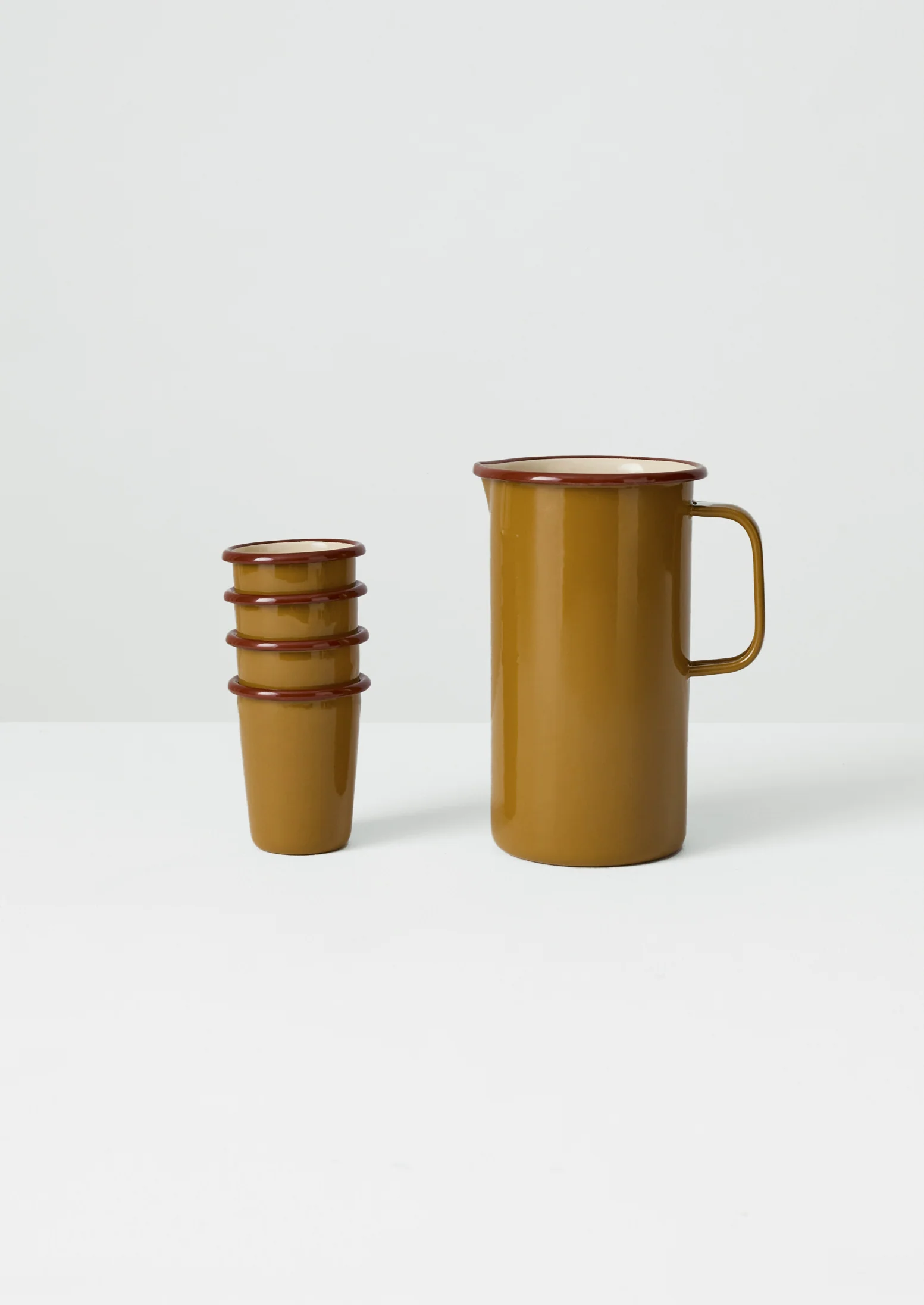 Contrast Rim Enamel Cup | Ochre/Chestnut - Image 3