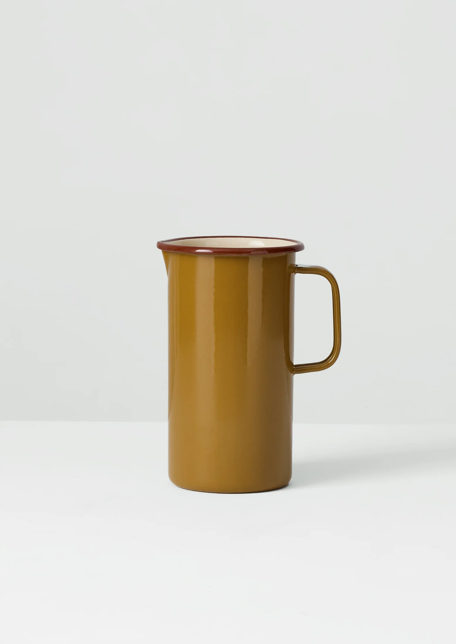 Contrast Rim Enamel Jug | Ochre/Chestnut