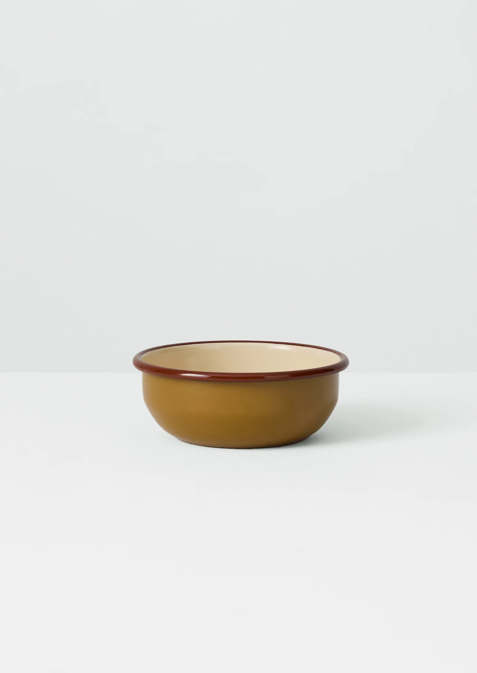 Contrast Rim Enamel Picnic Bowl | Ochre/Chestnut