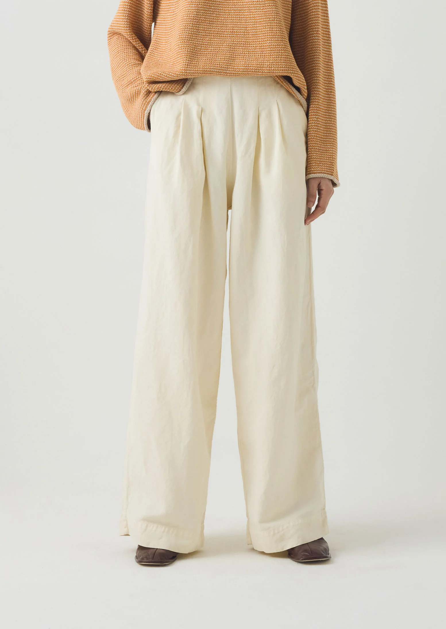 Corinne Cotton Linen Wide Leg Trousers | Parchment - Image 2