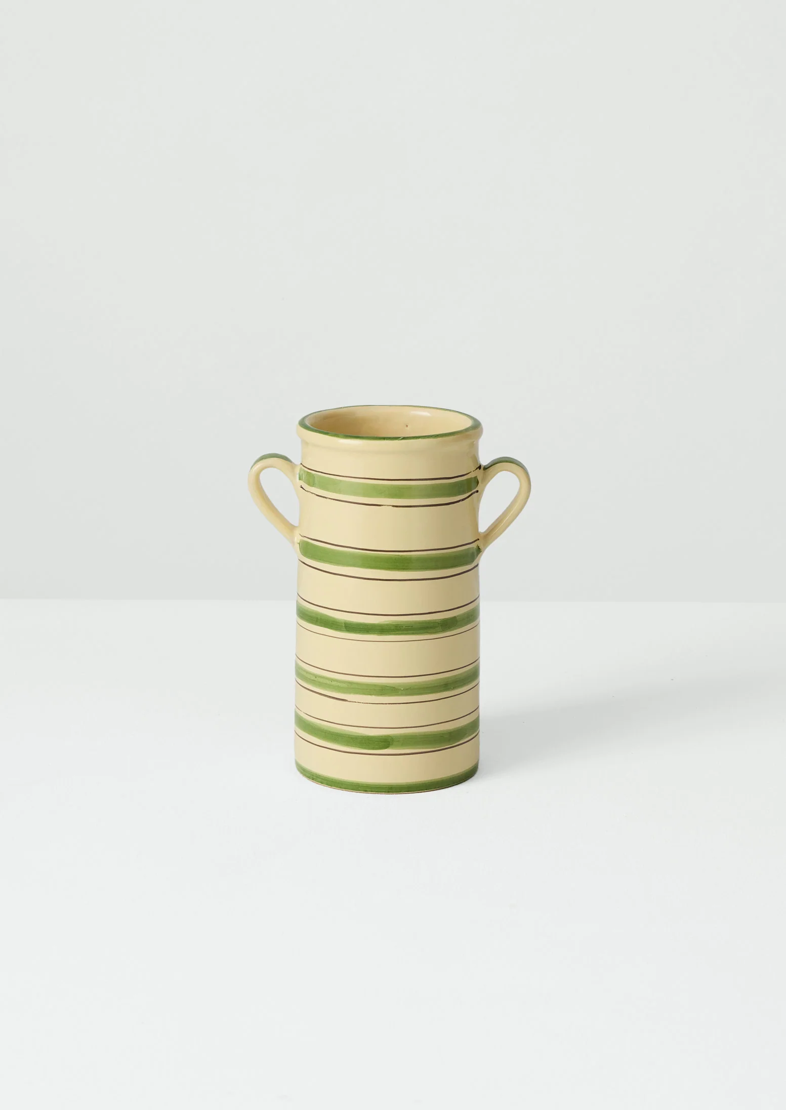 Cortona Stripe Utensil Jar | Cream/Leaf