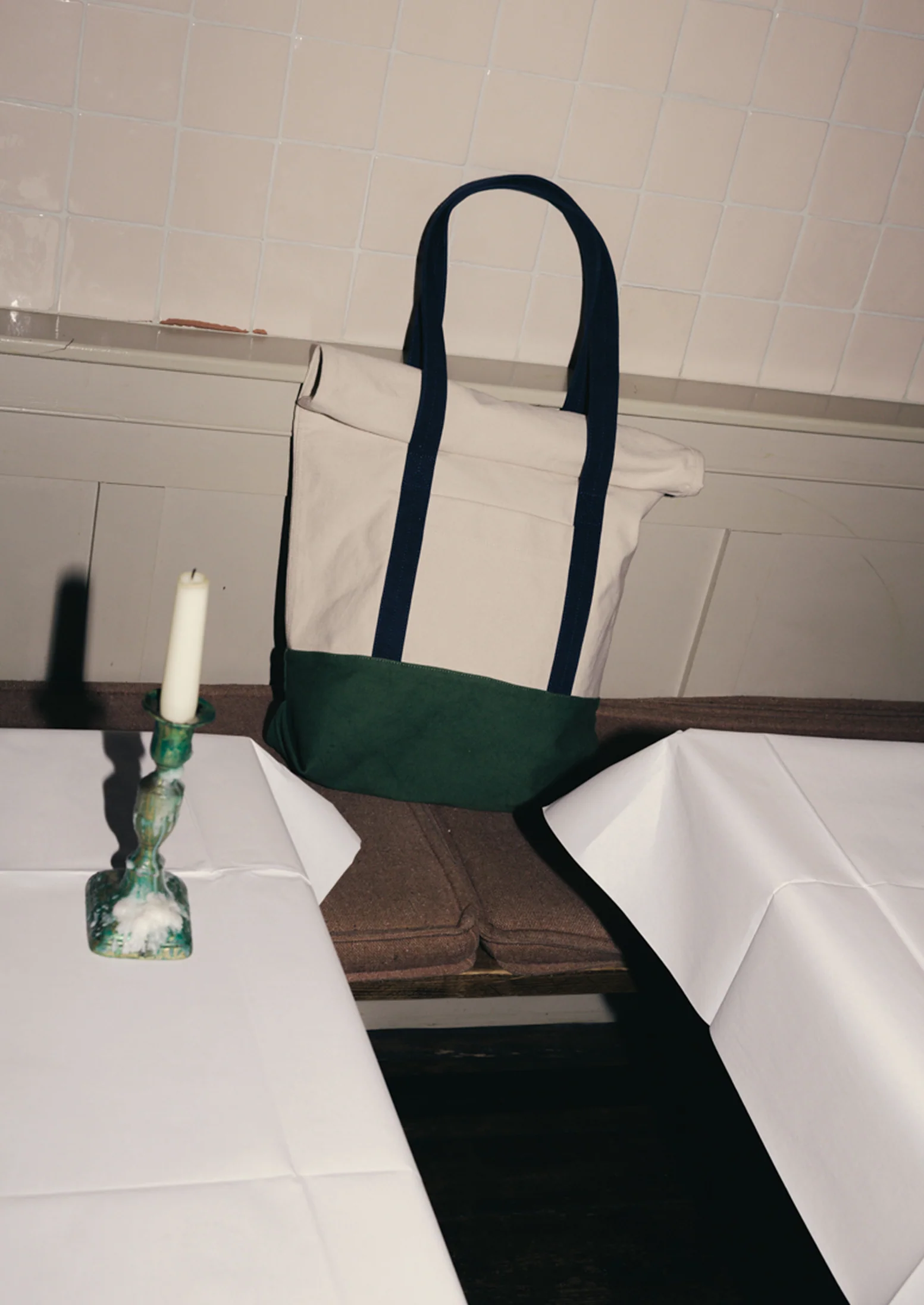 Cotton Canvas Roll Top Bag | Sea Green - Image 2