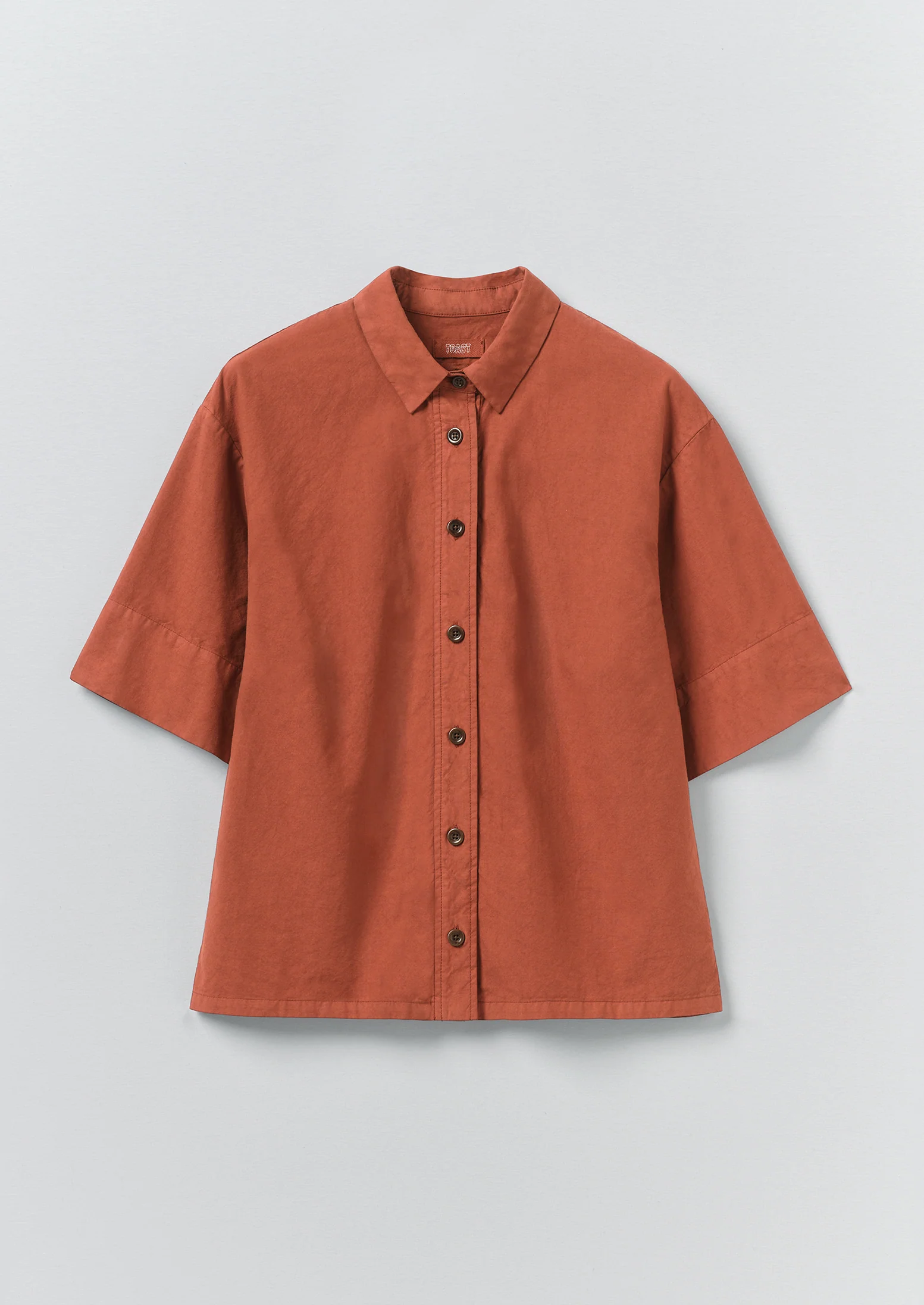 Cotton Linen Poplin Shirt | Terracotta Red