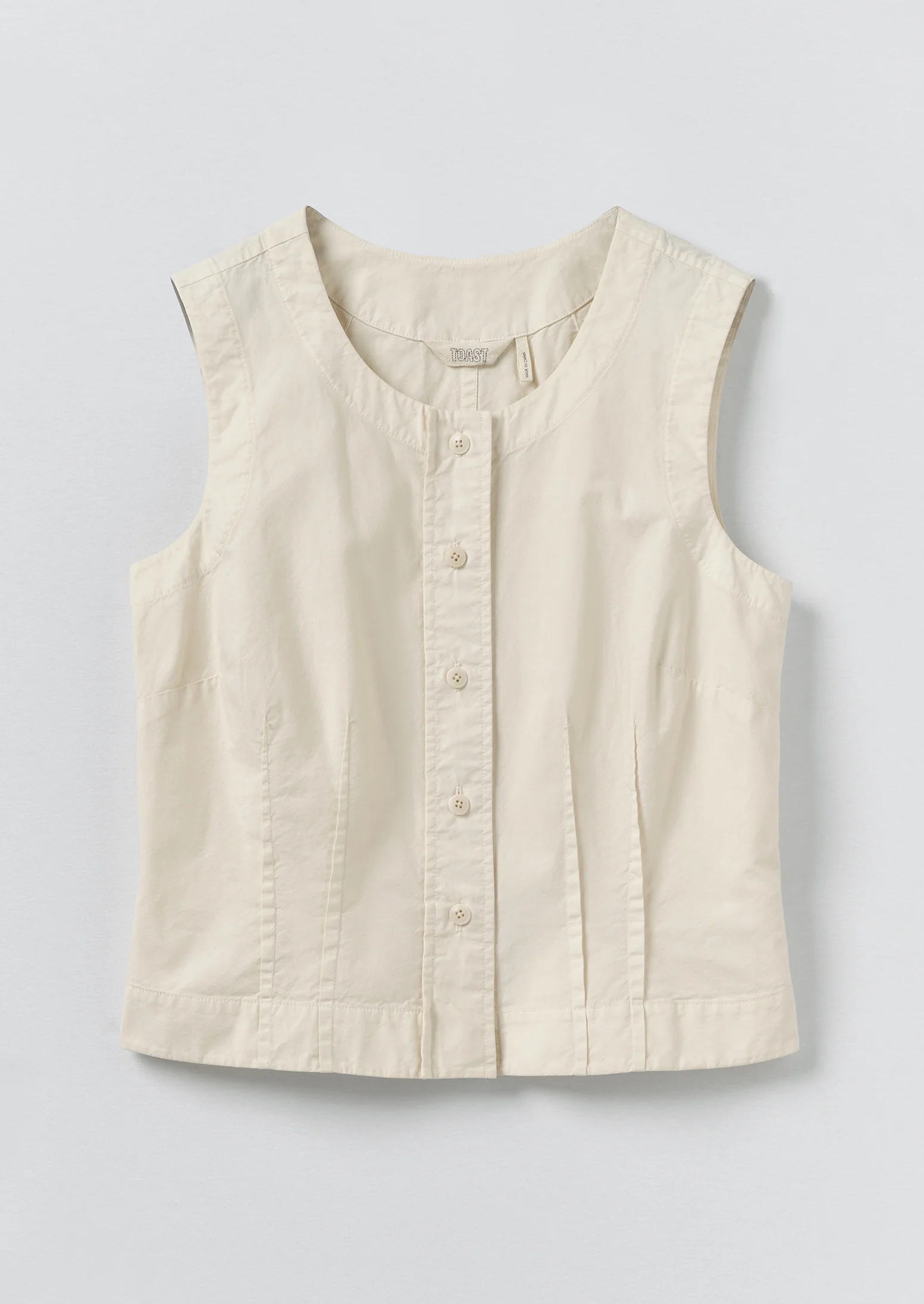 Cotton Linen Poplin Sleeveless Top | Ecru