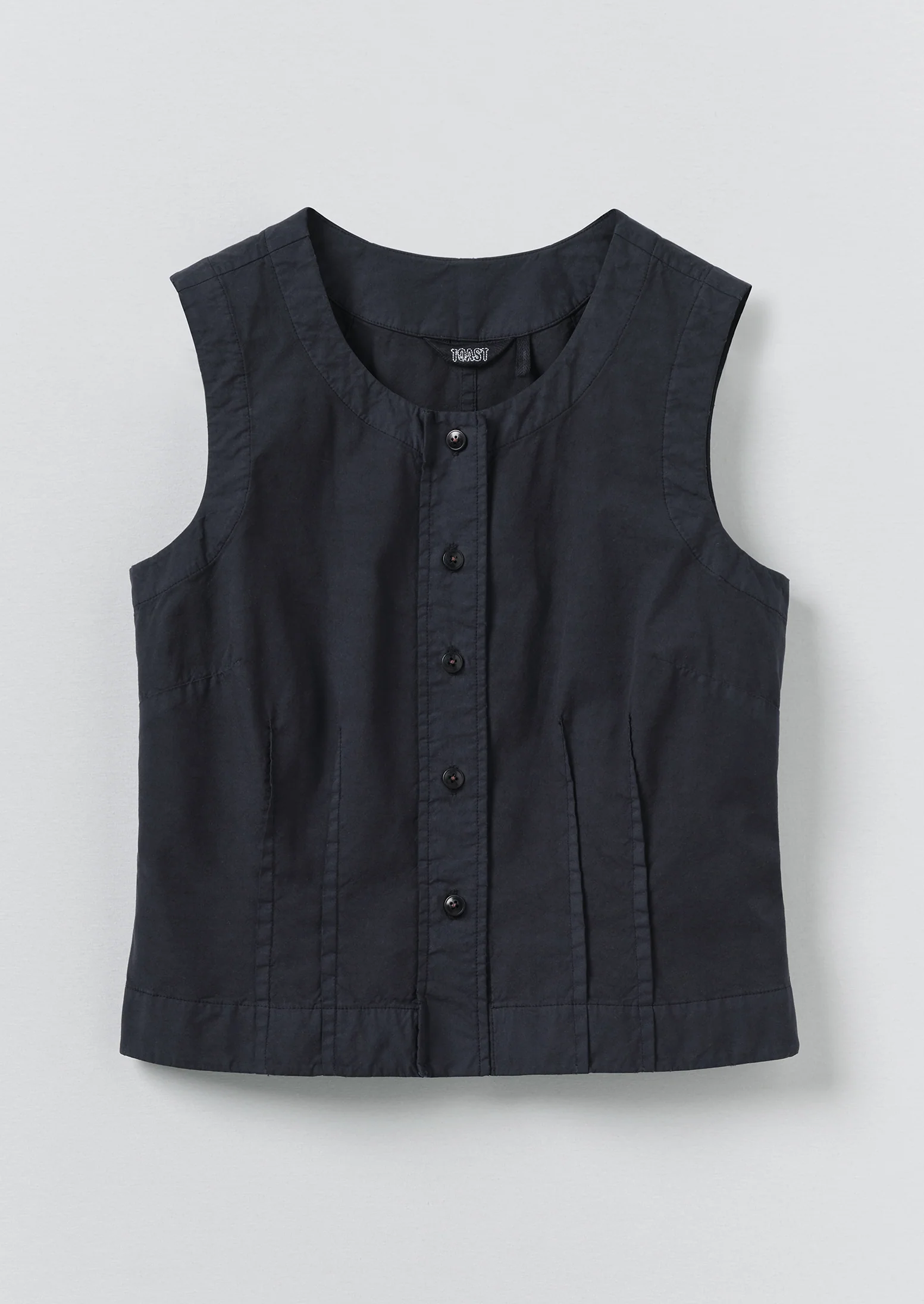 Cotton Linen Poplin Sleeveless Top | Raven Blue