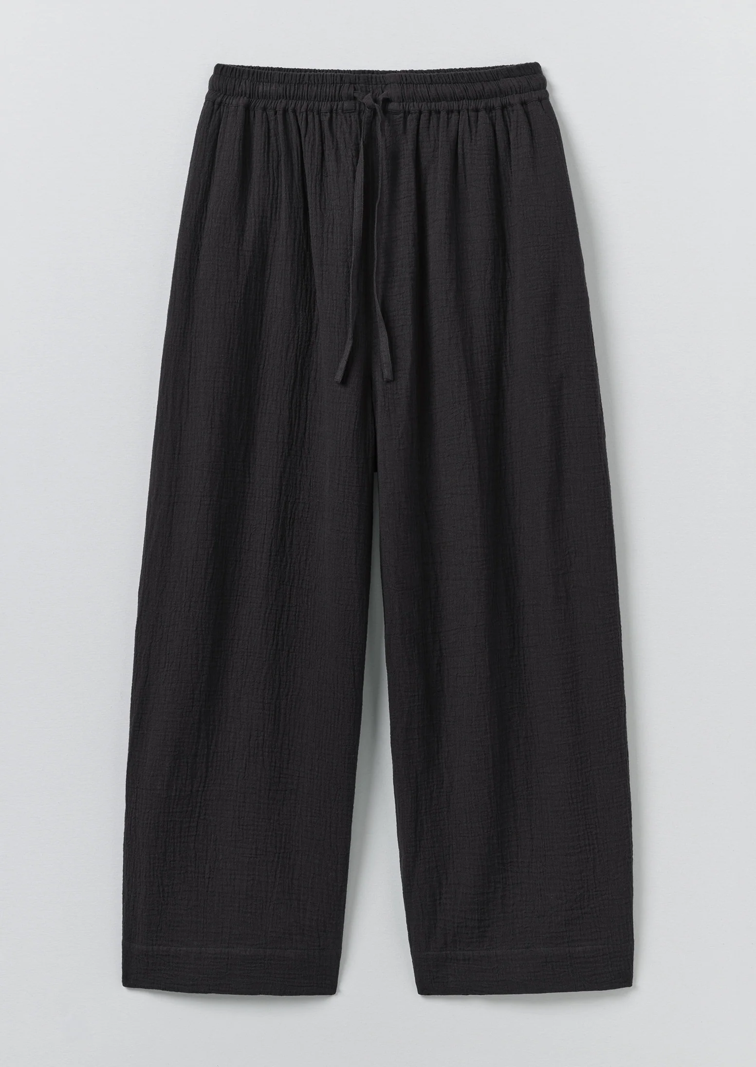Crinkle Cotton Gauze Wide Leg Trousers | Blackberry