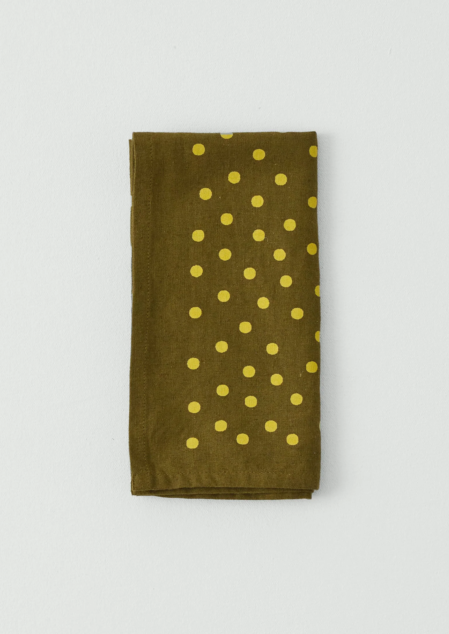 Dotty Print Cotton Linen Napkin | Olive/Lemon