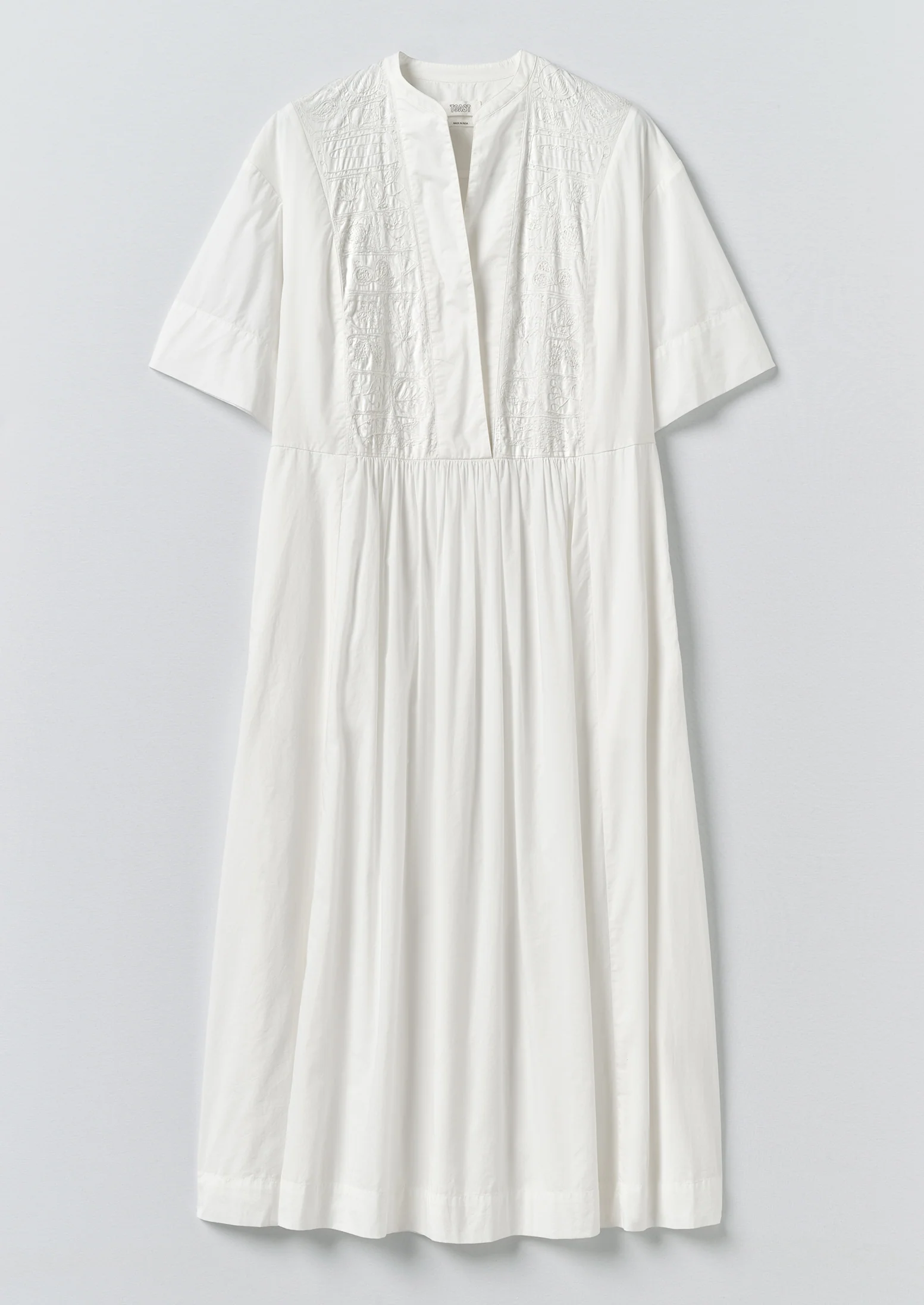 Embroidered Cotton Voile Dress | Chalk White
