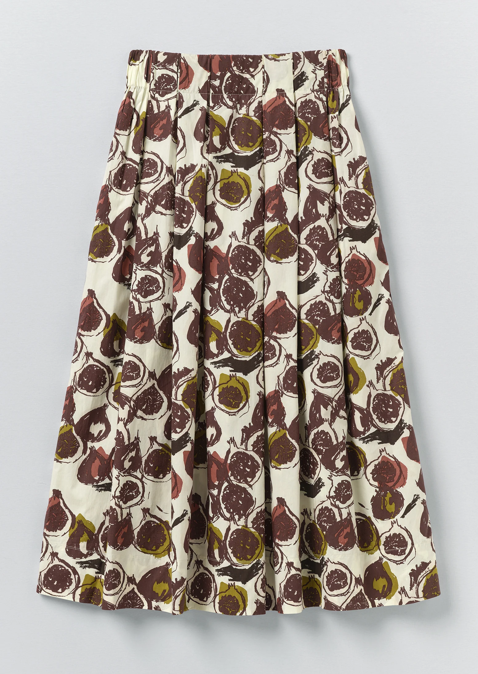 Fig Print Cotton Poplin Skirt | Chalk