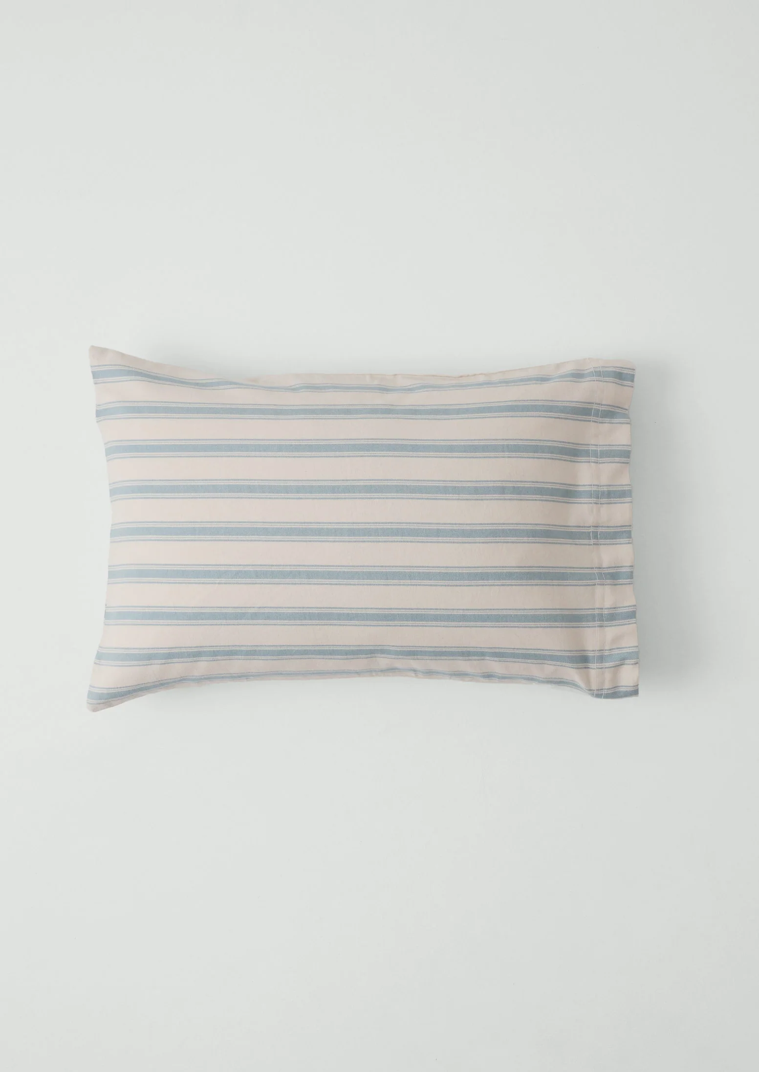 Fjord Stripe Cotton Flannel Housewife Pillowcase Set | Washed Blue/Ecru