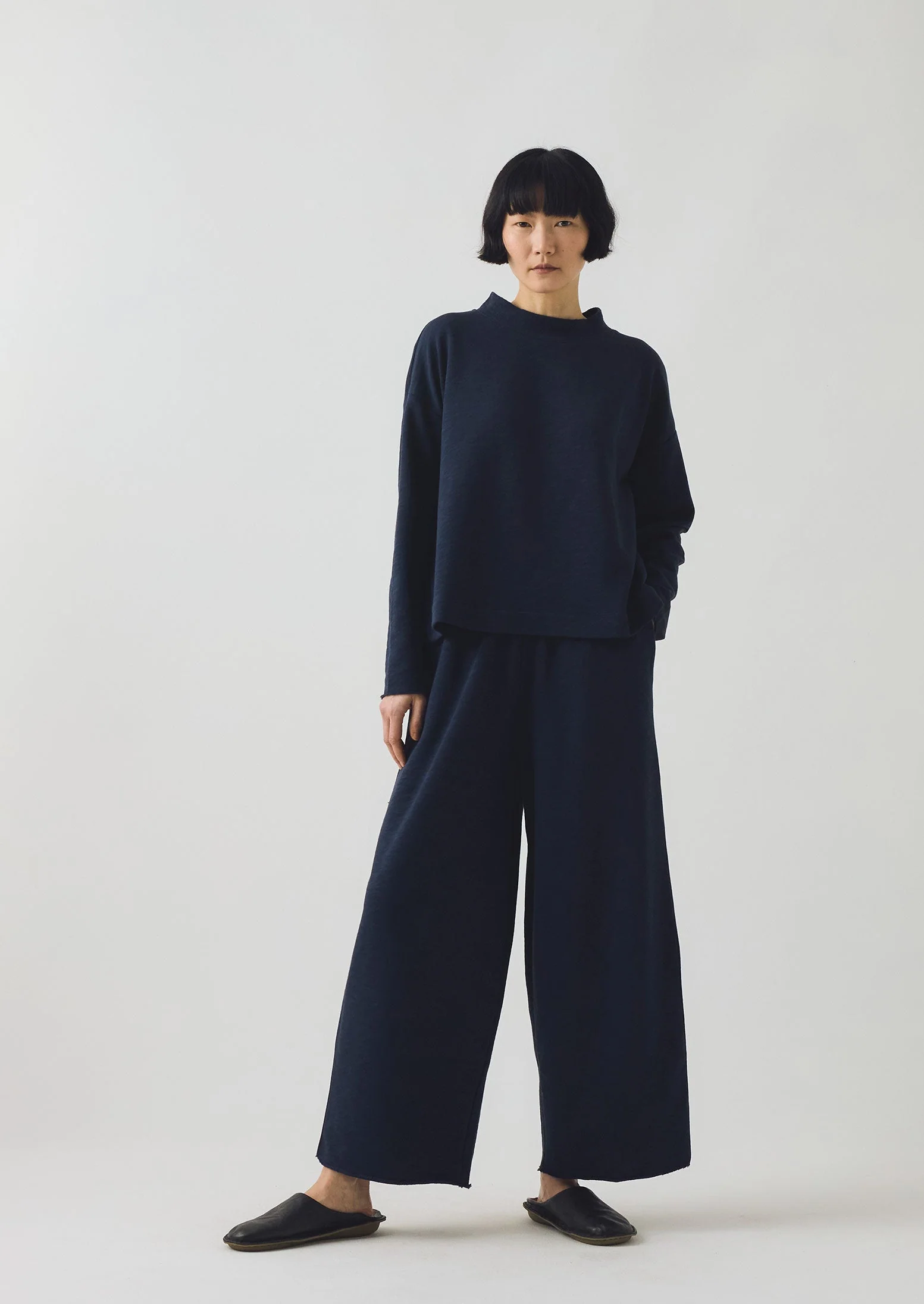 Full Length Loopback Jersey Trousers | Midnight - Image 2
