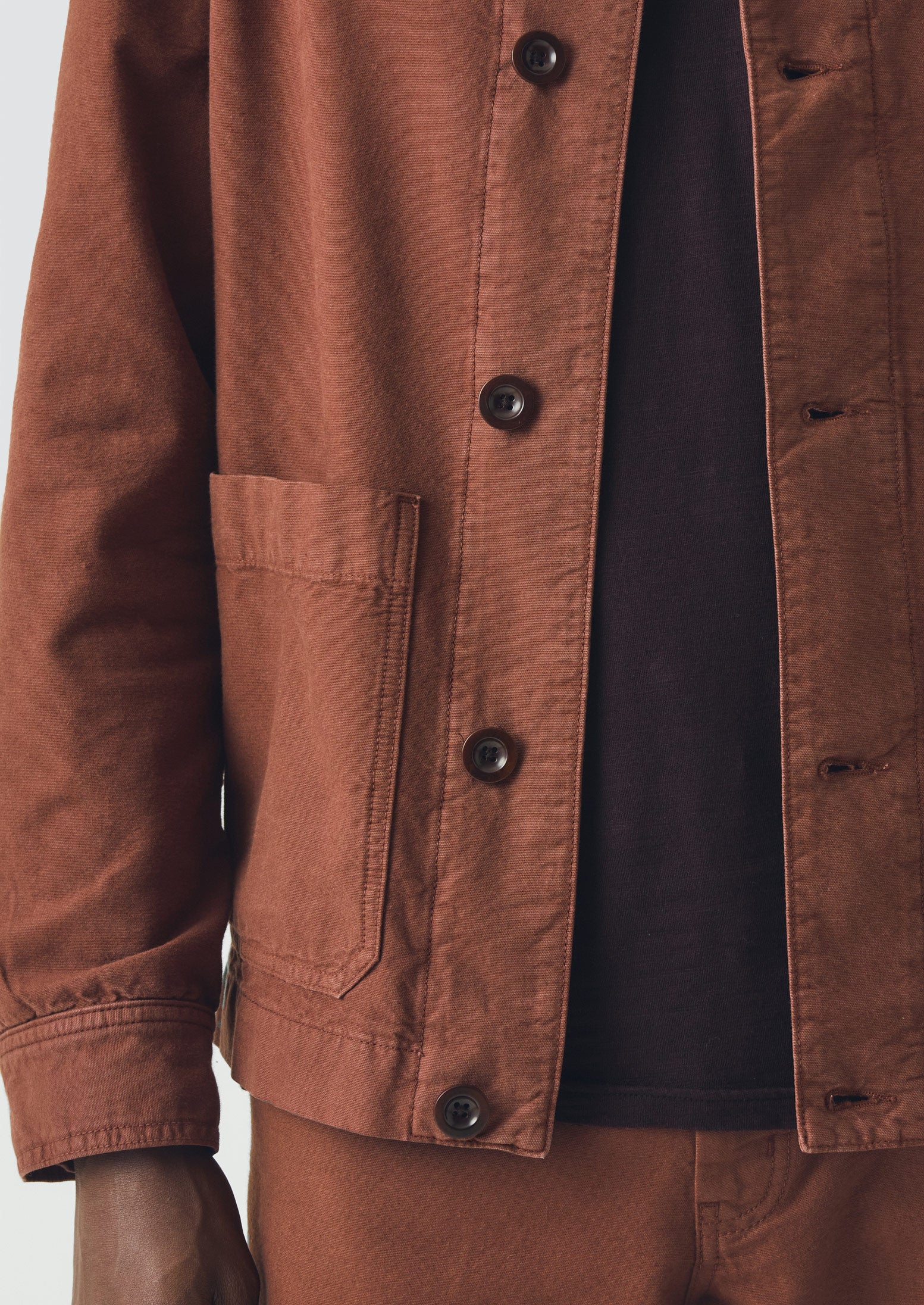 Garment Dyed Cotton Canvas Stand Collar Jacket | Cinnamon - Image 9