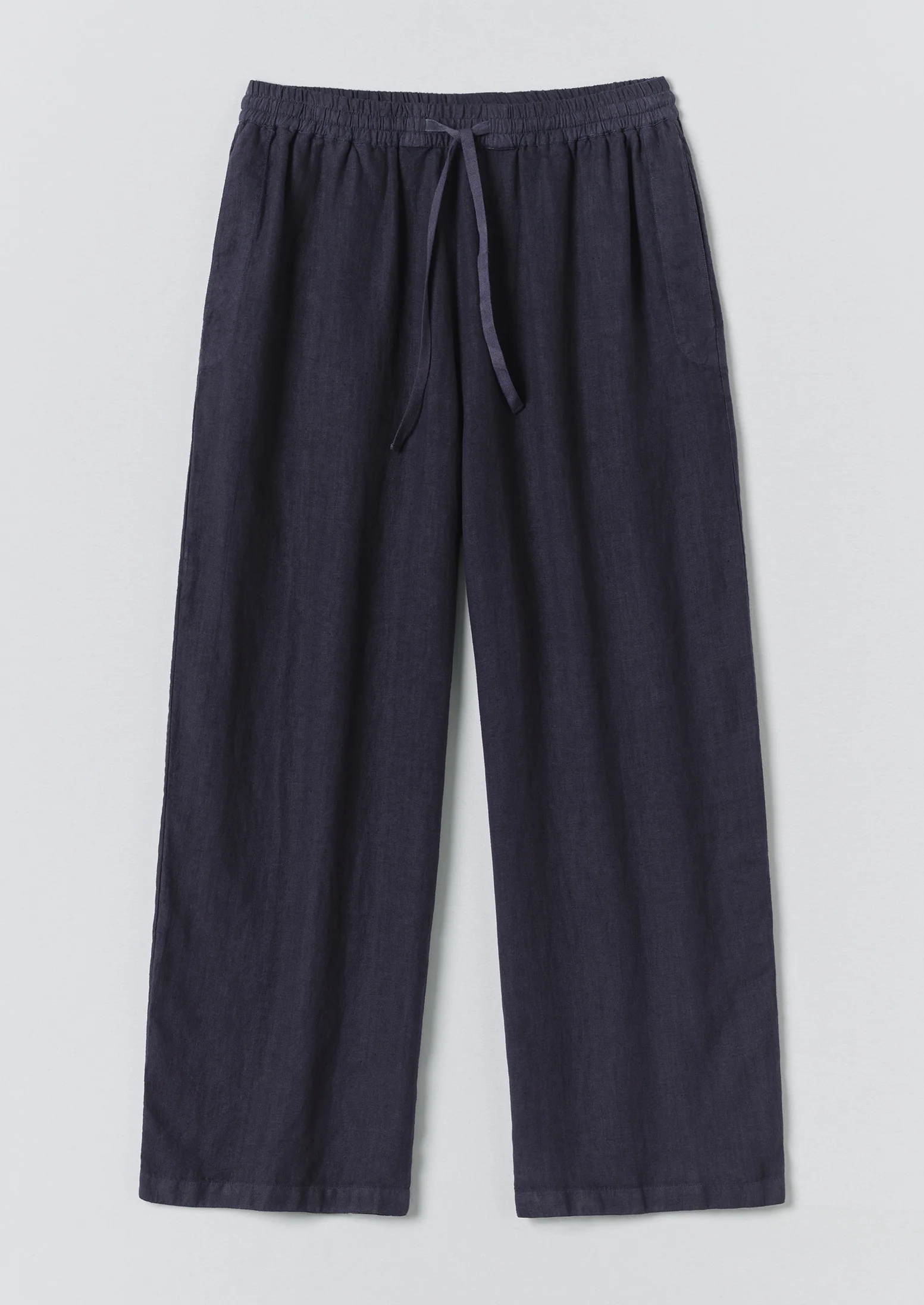 Garment Dyed Linen Drawstring Trousers | Blueberry
