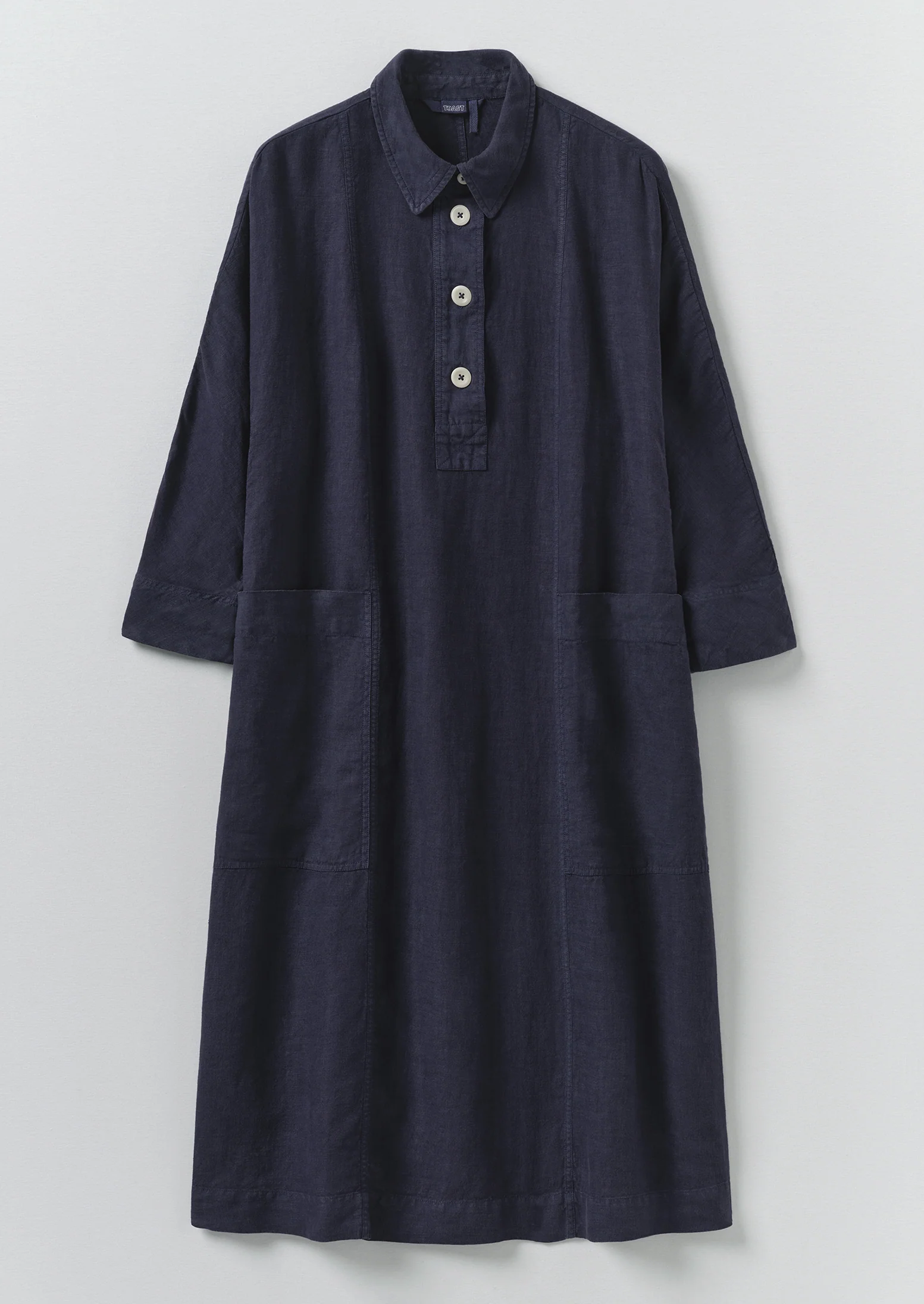 Garment Dyed Linen Tunic Dress | Blueberry