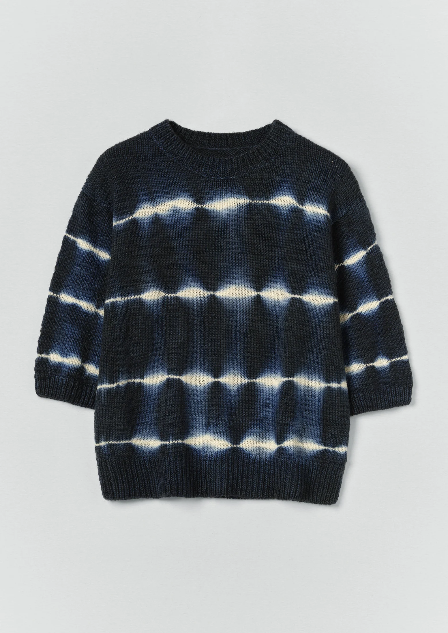 Hand Framed Shibori Knitted Top | Ink Blue