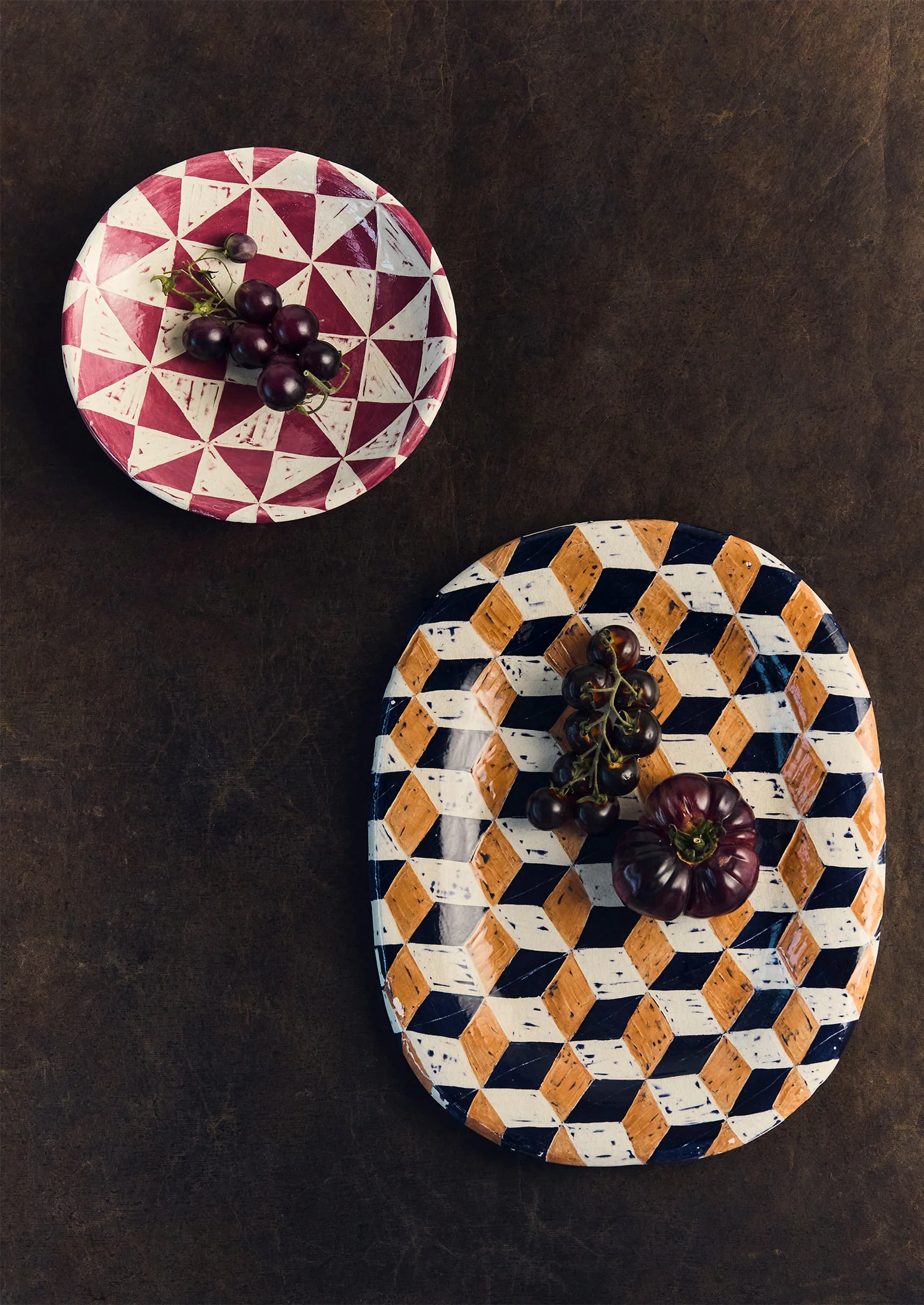 Hannah Watts Square Eyed Platter | Blue/Brick - Image 2