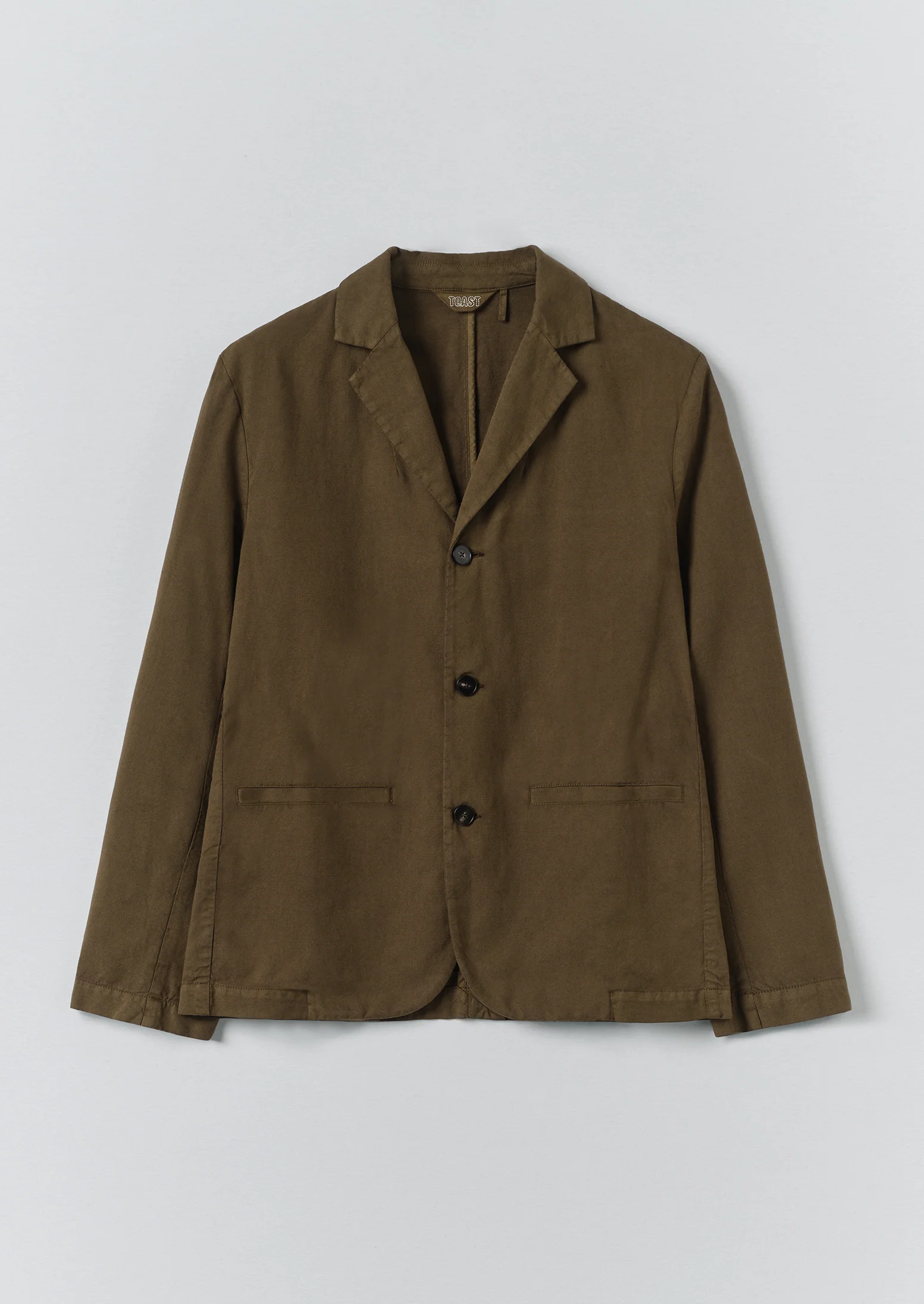 High Break Cotton Linen Blazer | Bronze Green