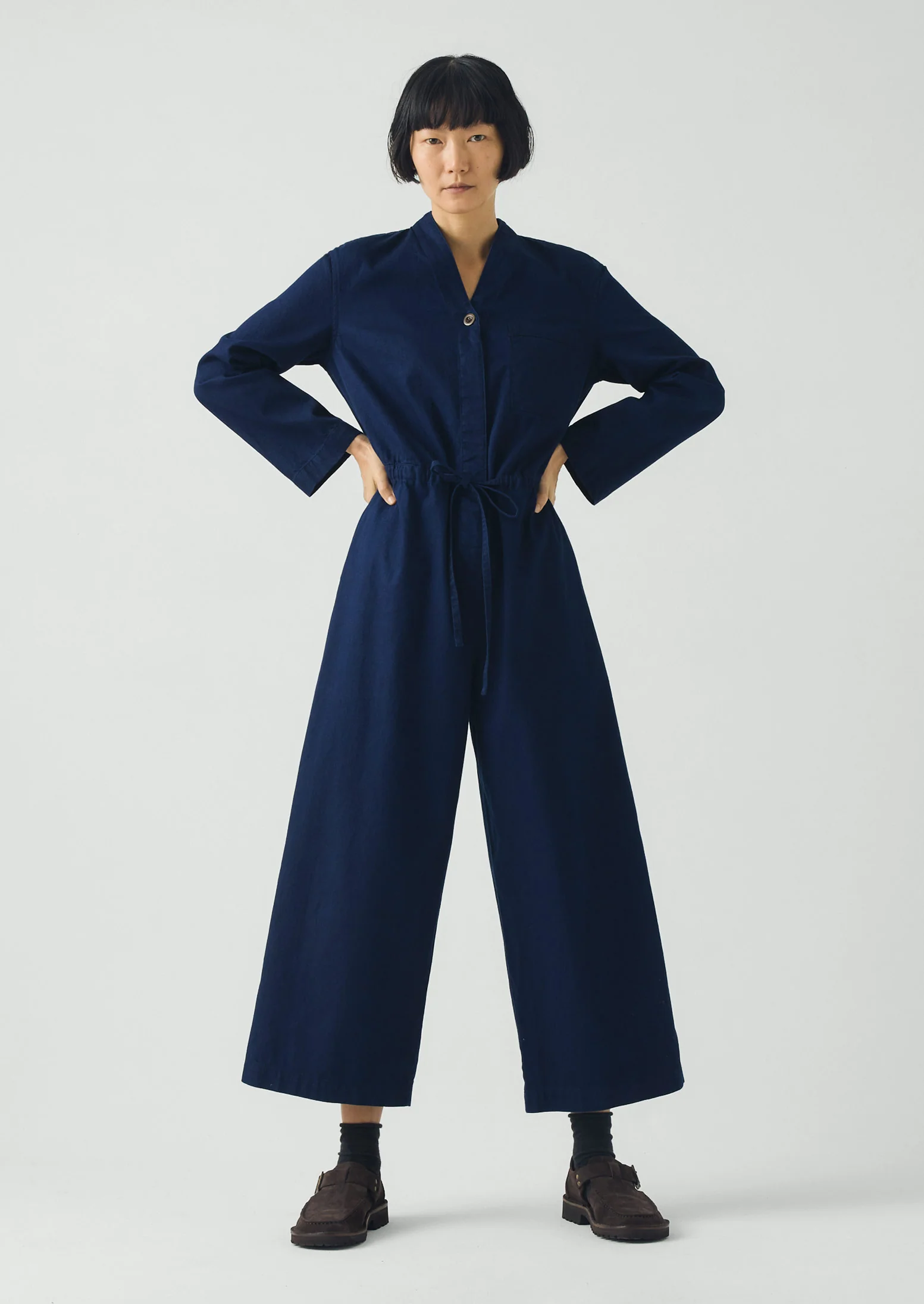 Indigo Cotton Twill Jumpsuit | Indigo - Image 2