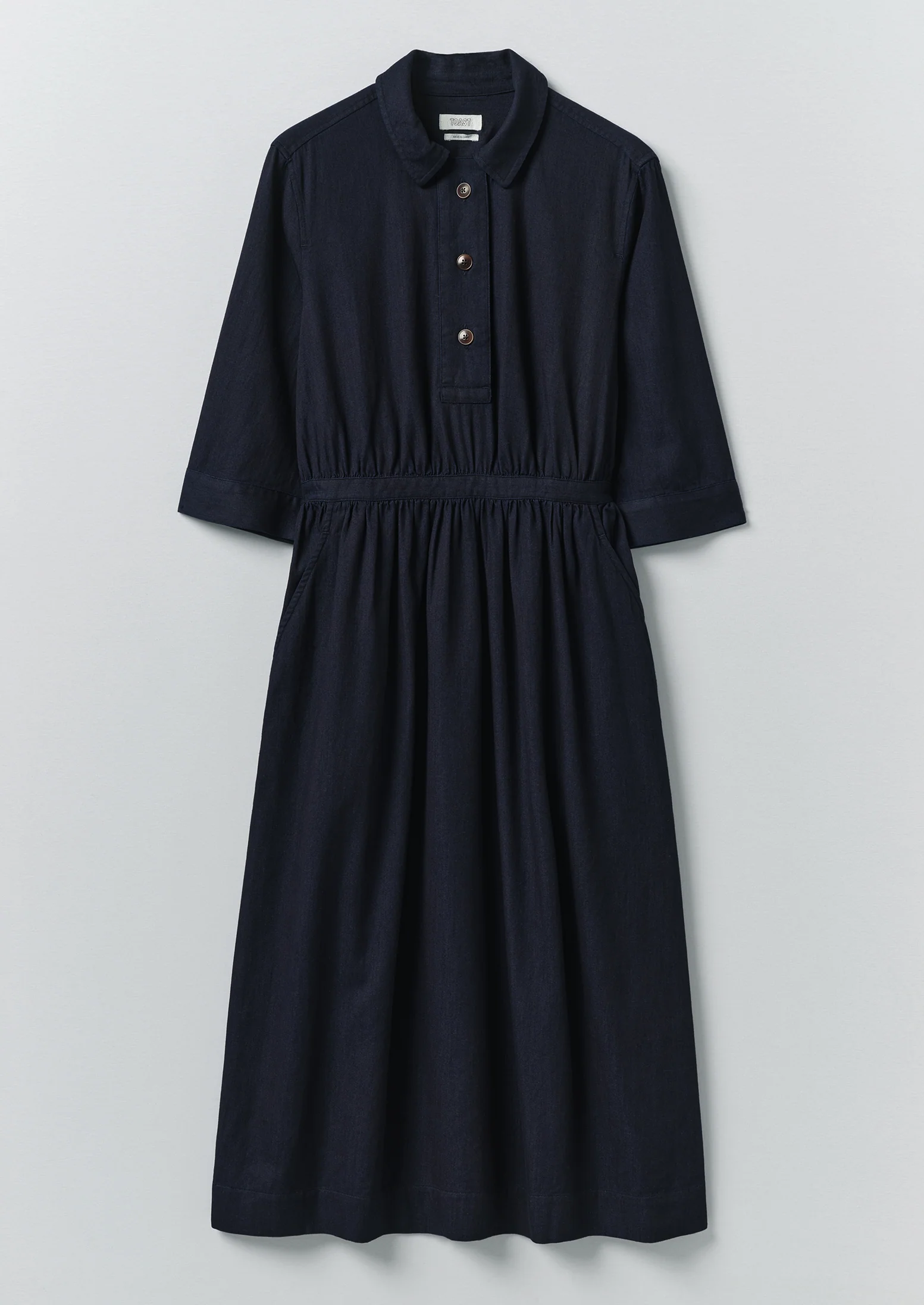Indigo Cotton Twill Shirt Dress | Indigo