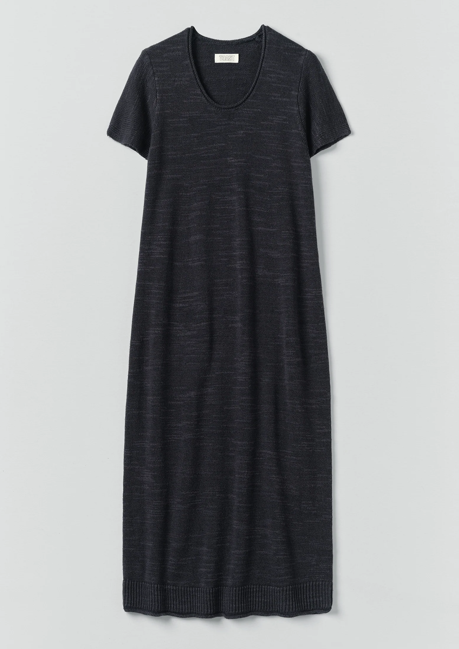 Knitted Linen Cotton T Shirt Dress | Dark Navy