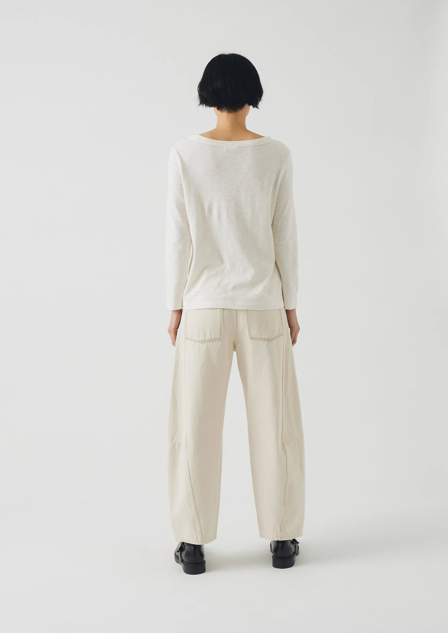 Lia Cotton Boat Neck Tee | Chalk - Image 3