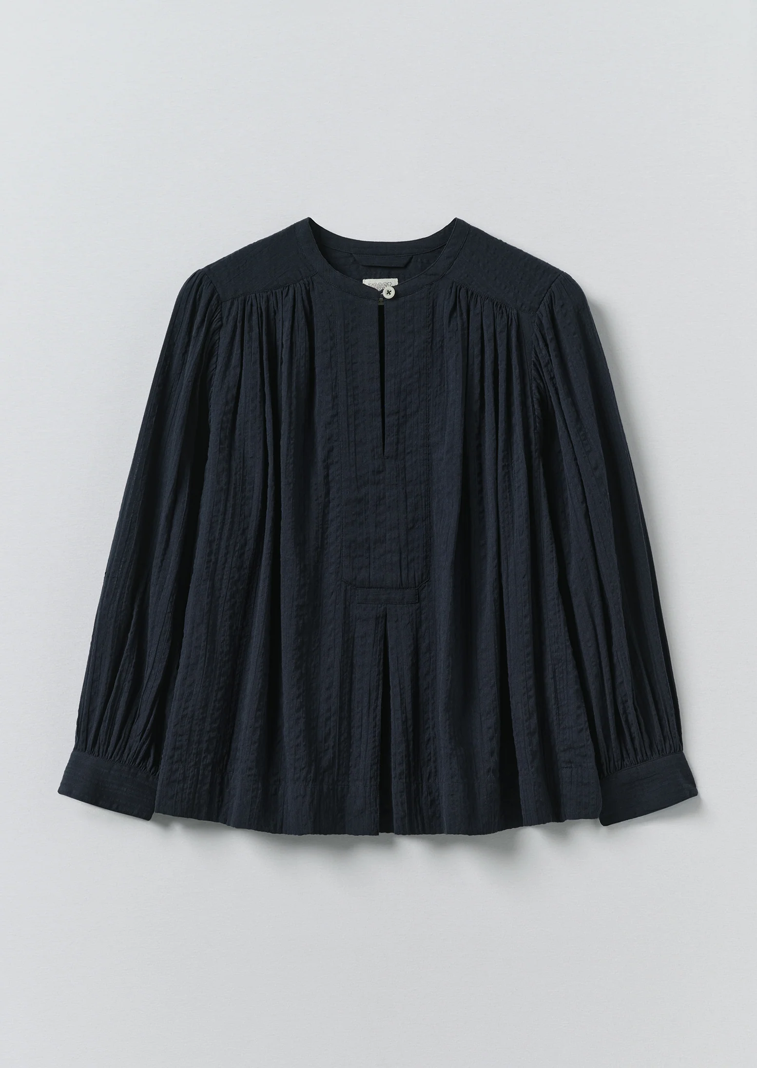 Lightweight Cotton Seersucker Shirt | Navy