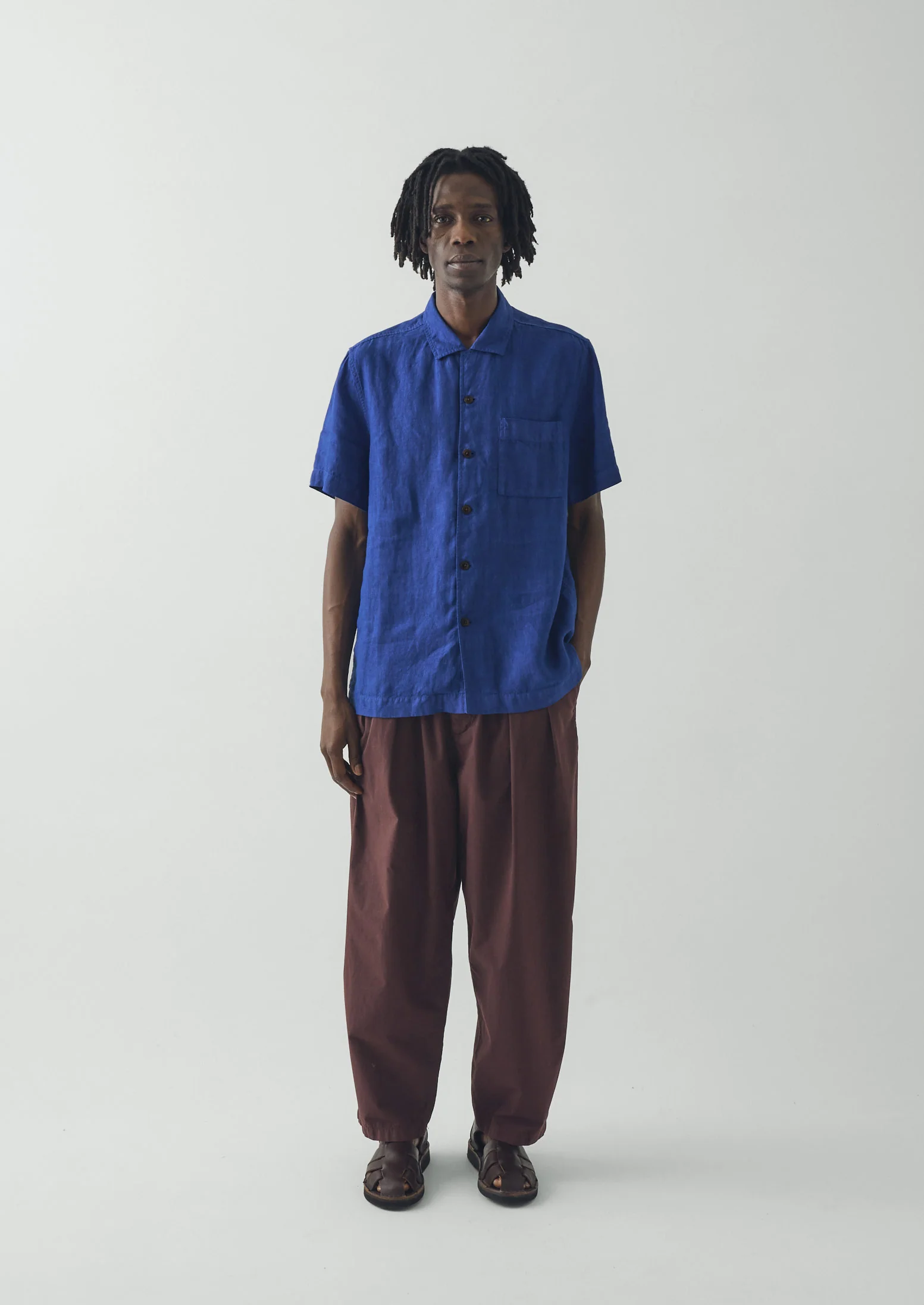 Linen Short Sleeve Shirt | Carmine Blue - Image 3