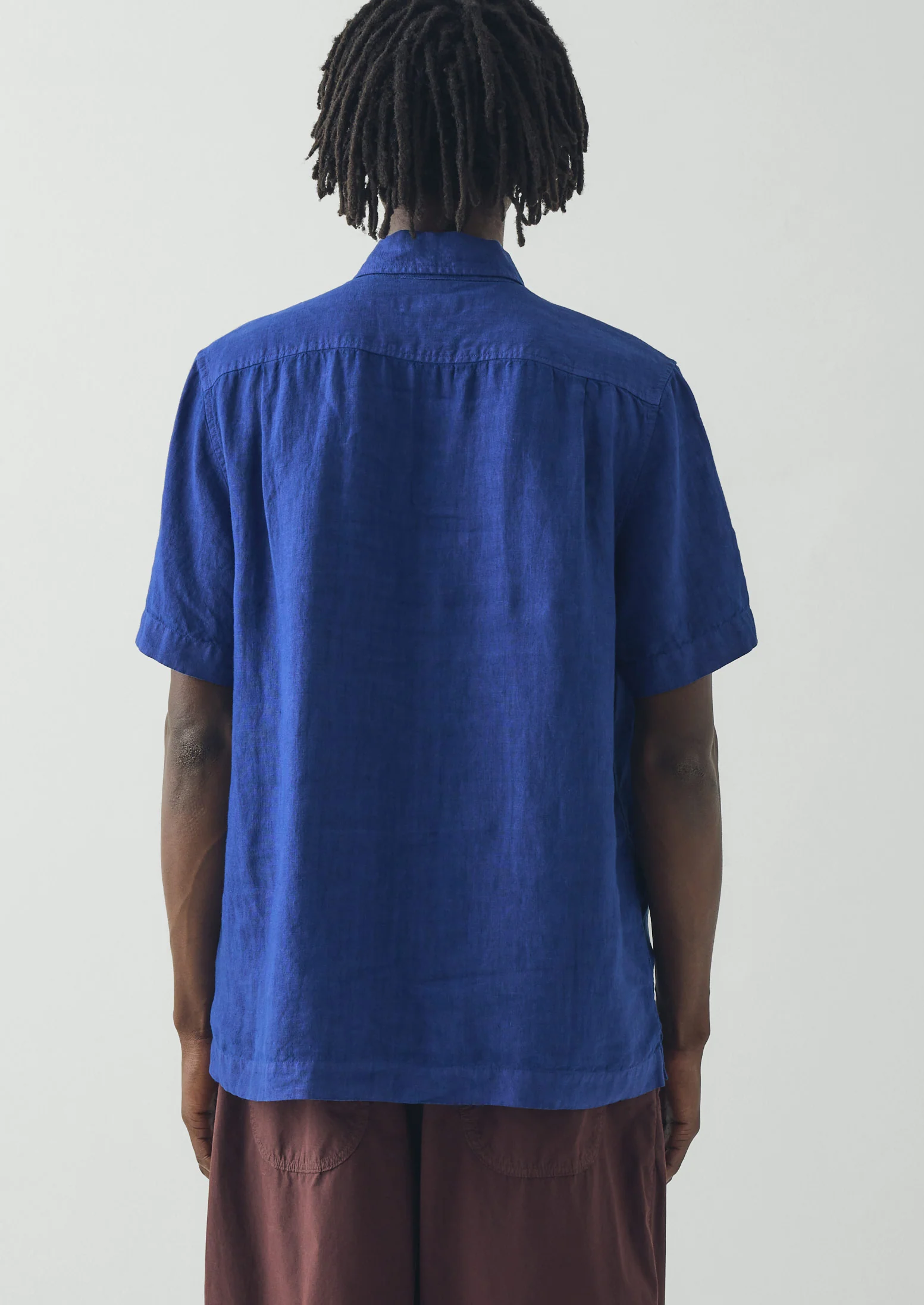 Linen Short Sleeve Shirt | Carmine Blue - Image 4