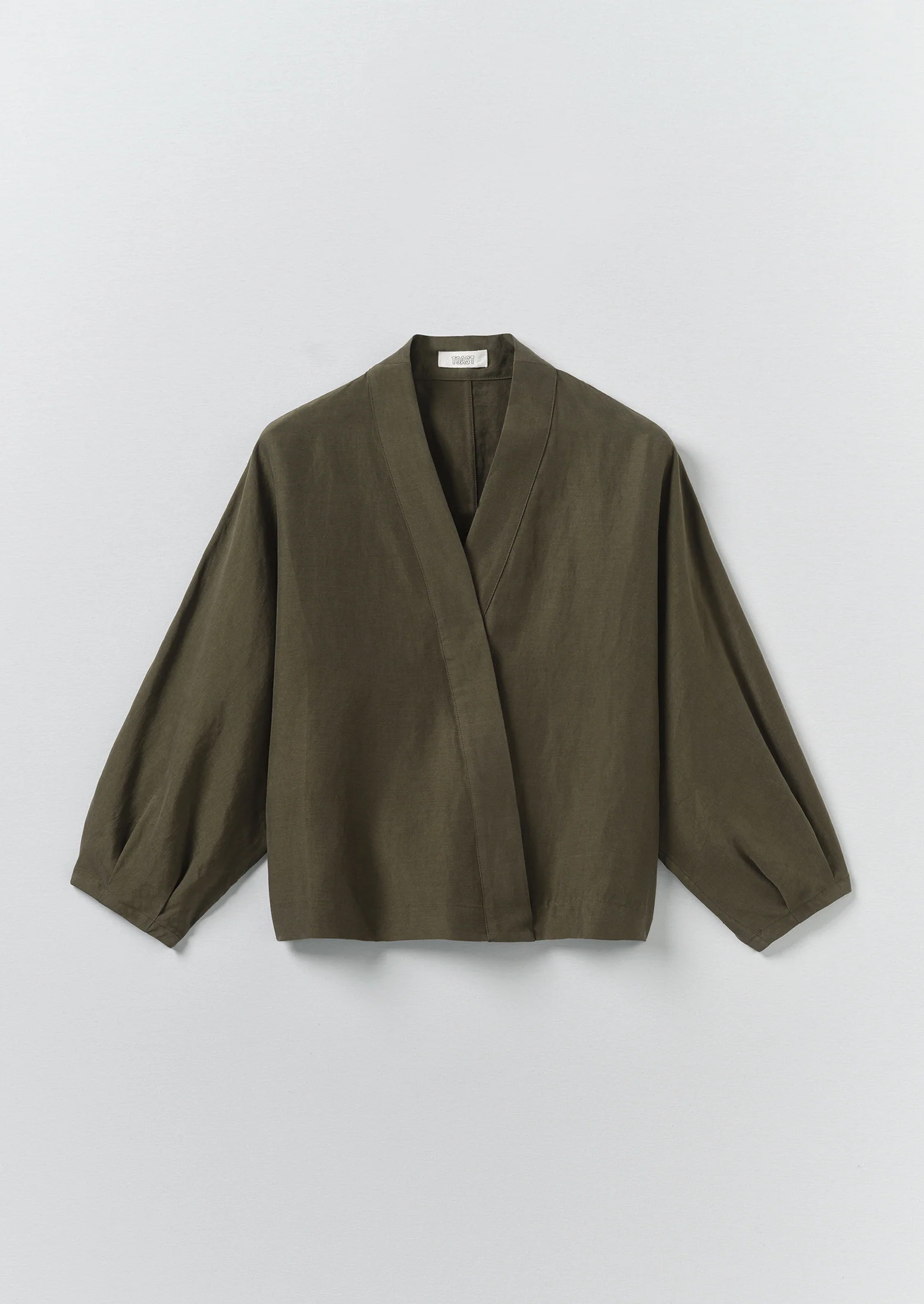 Linen Silk Wrap Shirt | Tent Green