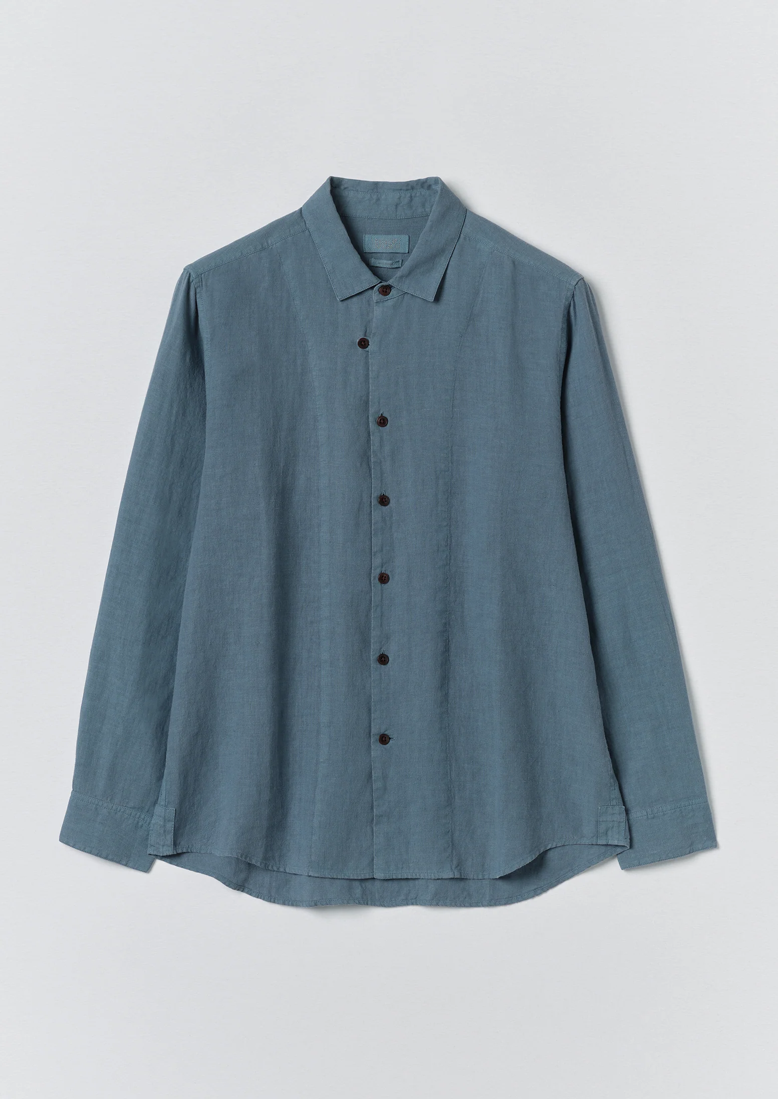 Loop Button Linen Shirt | Misty Blue