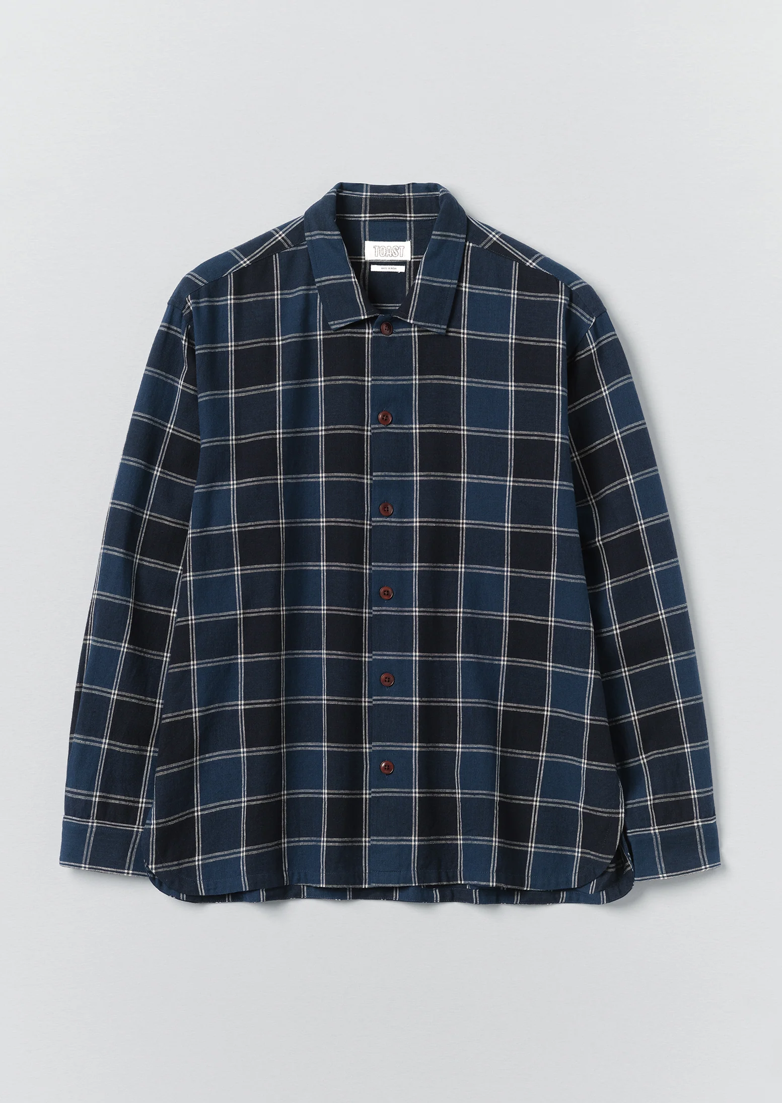 Market Check Cotton Linen Easy Shirt | Denim Blue