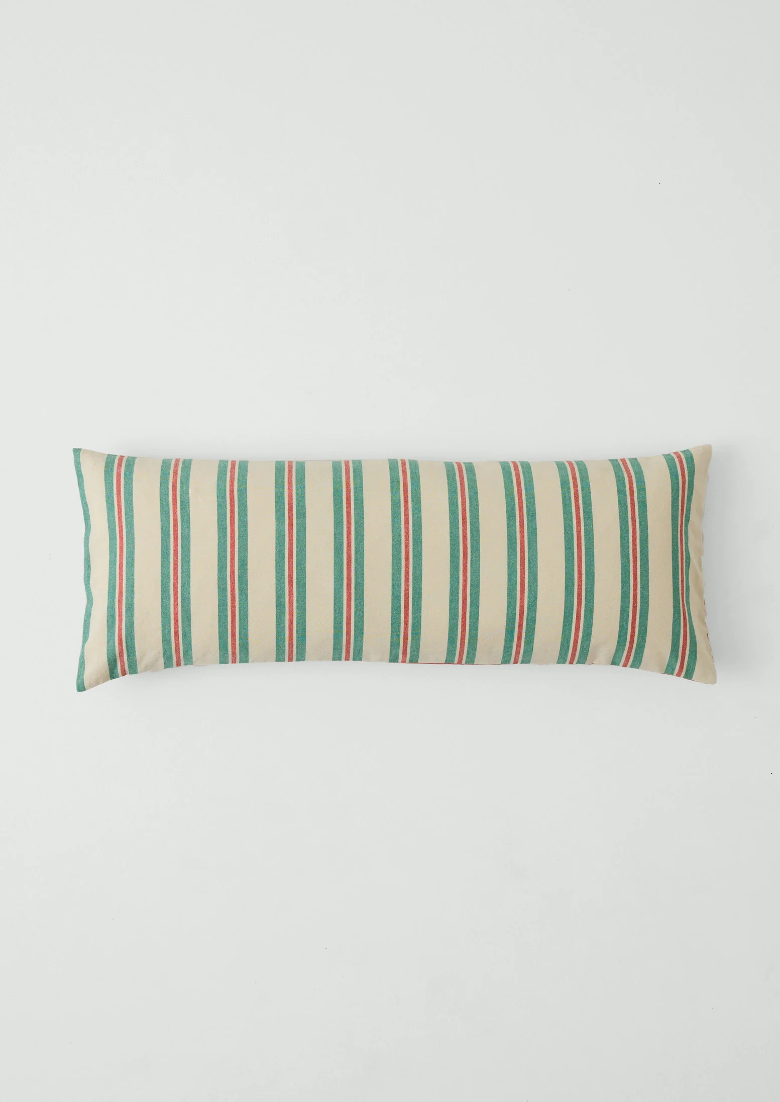 Market Stripe Hand Woven Bolster Cushion | Basil/Poppy