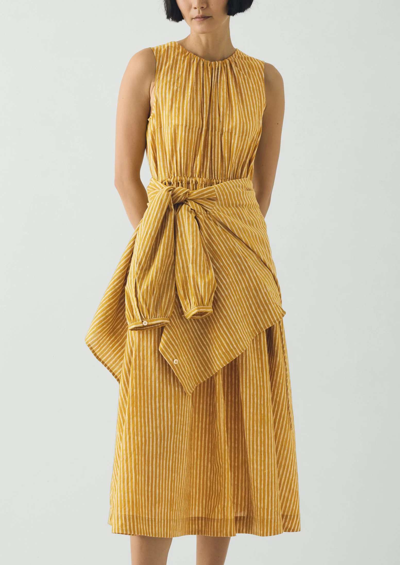 Martha Natural Dye Stripe Cotton Dress | Turmeric - Image 2