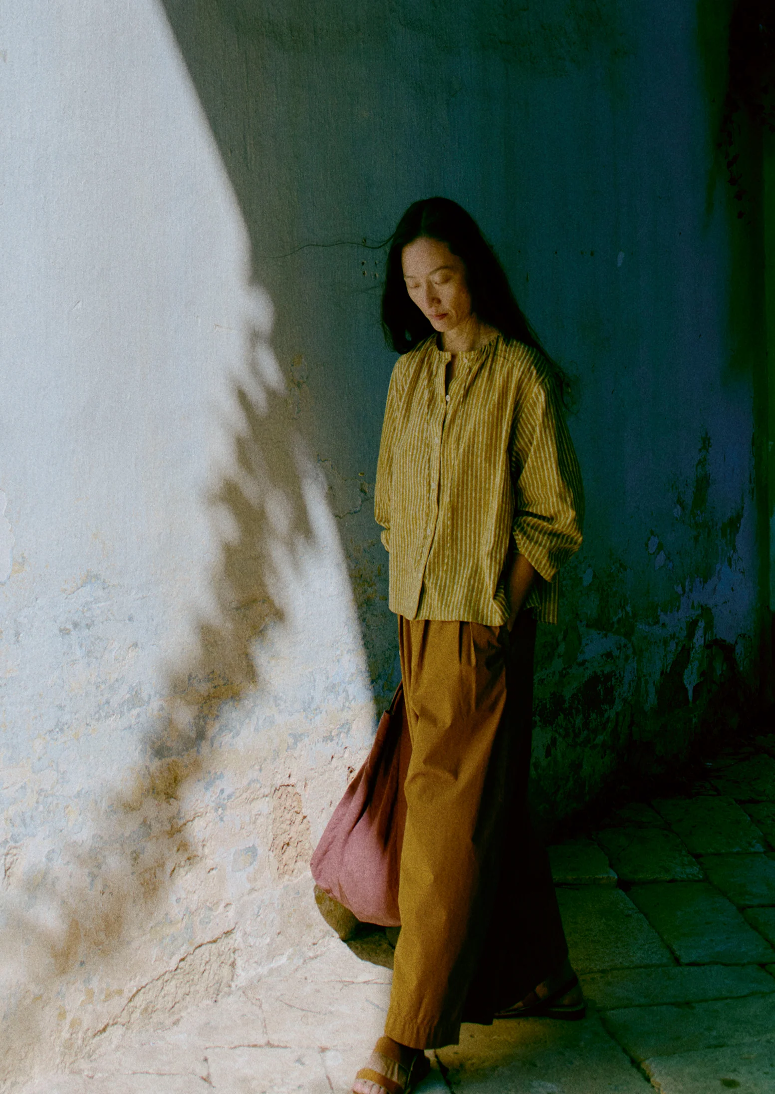 Natural Dye Stripe Cotton Gathered Top | Tumeric - Image 4