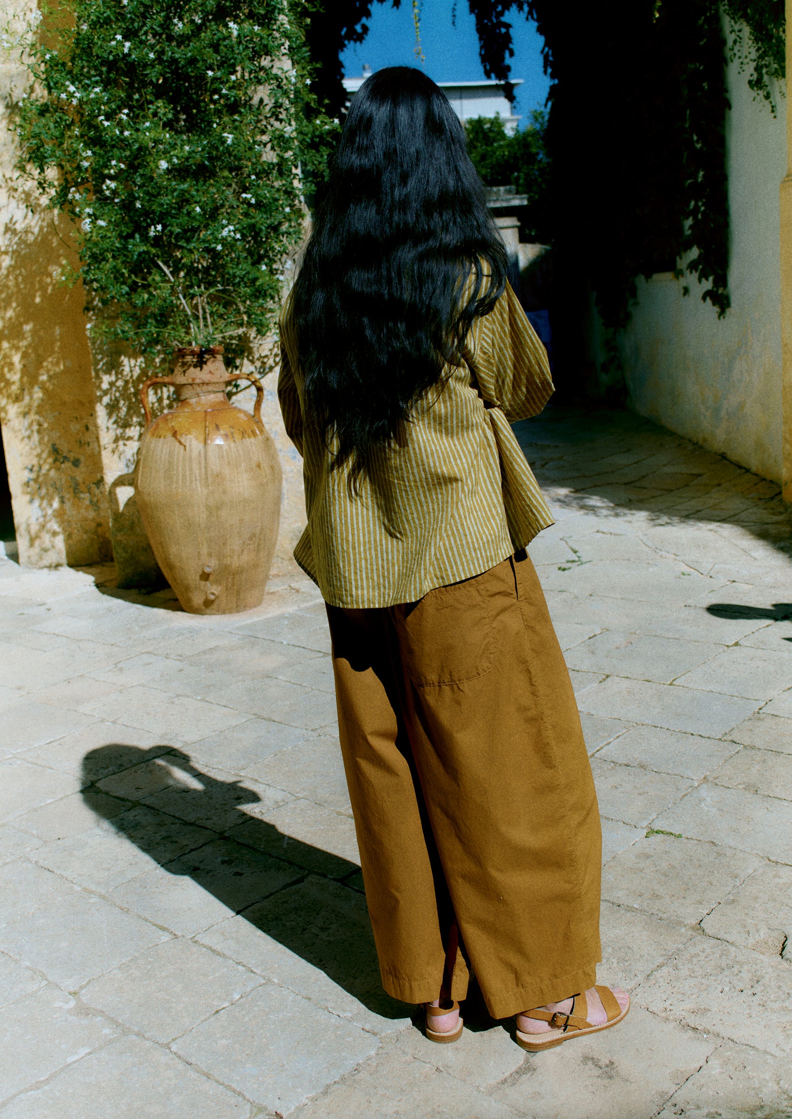 Natural Dye Stripe Cotton Gathered Top | Tumeric - Image 8